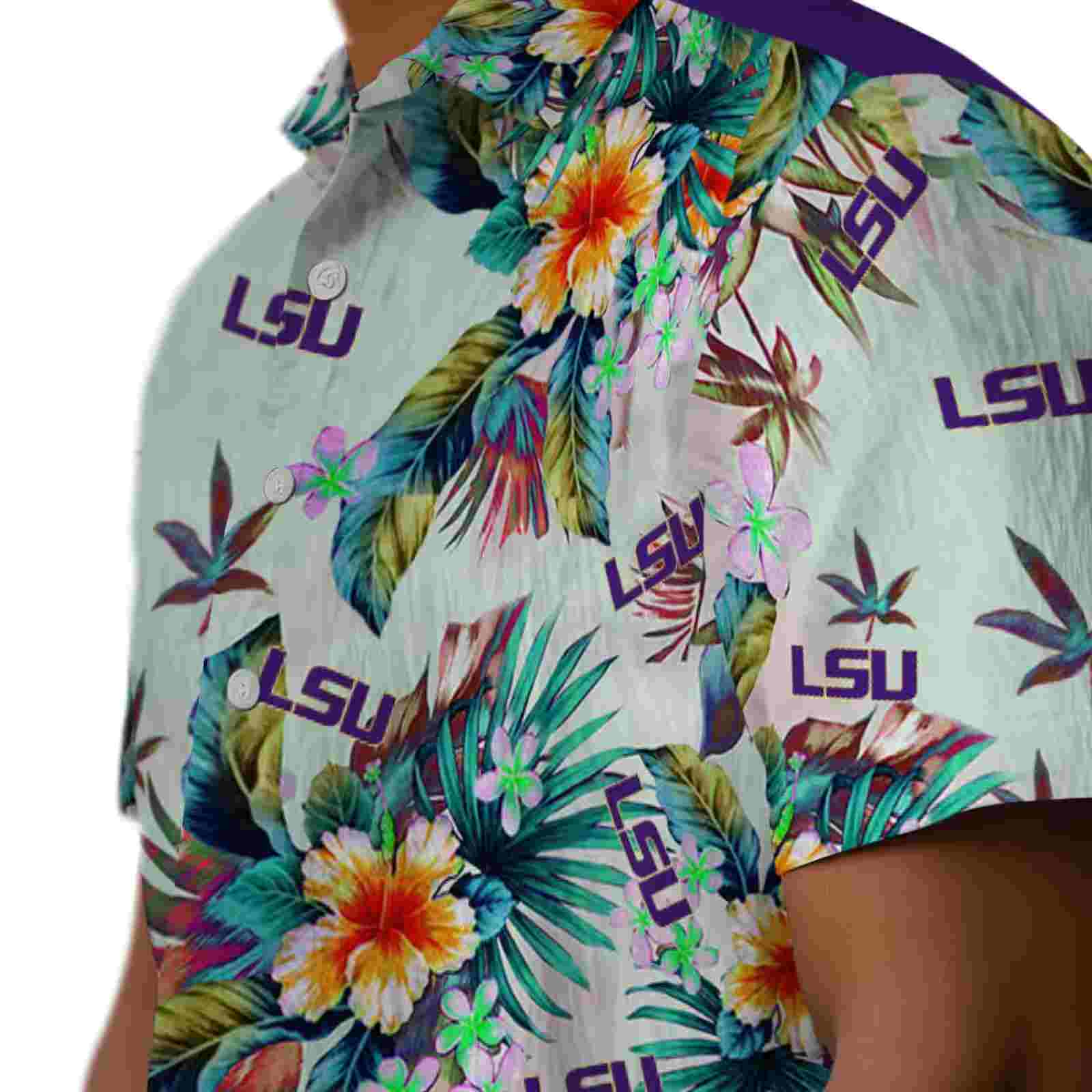 lsu tigers tropical foliage green hawaiian shirt trendy