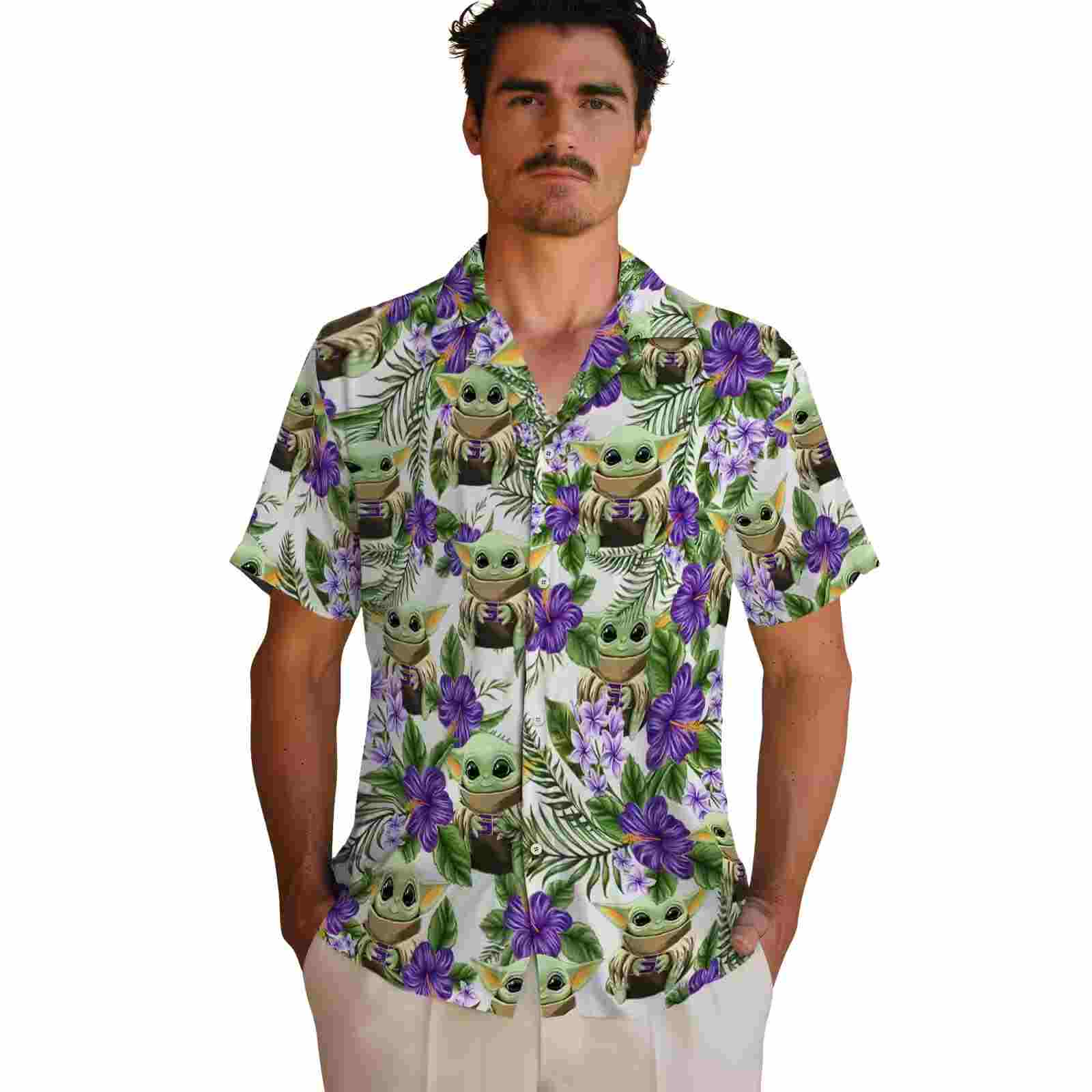 lsu tigers tropical yoda green hawaiian shirt fashion forward