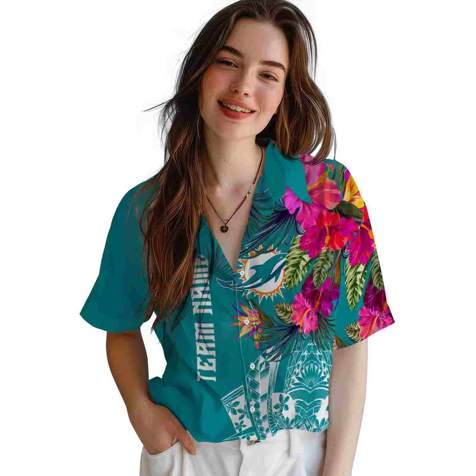 miami dolphins floral polynesian aqua hawaiian shirt latest model