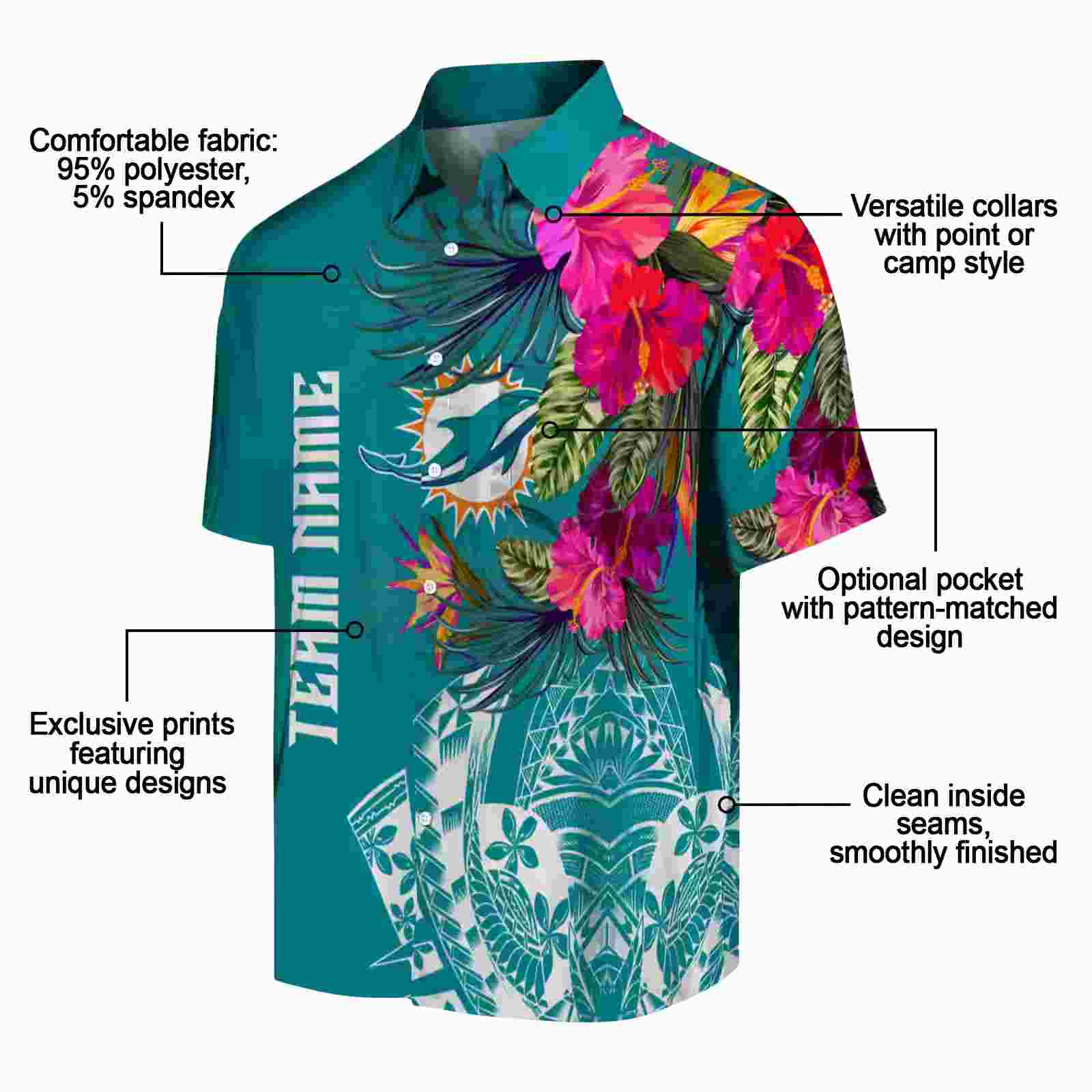 miami dolphins floral polynesian aqua hawaiian shirt new arrival