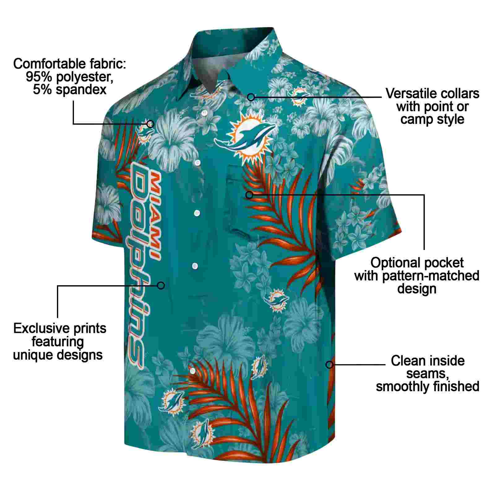 miami dolphins hibiscus print aqua hawaiian shirt new arrival