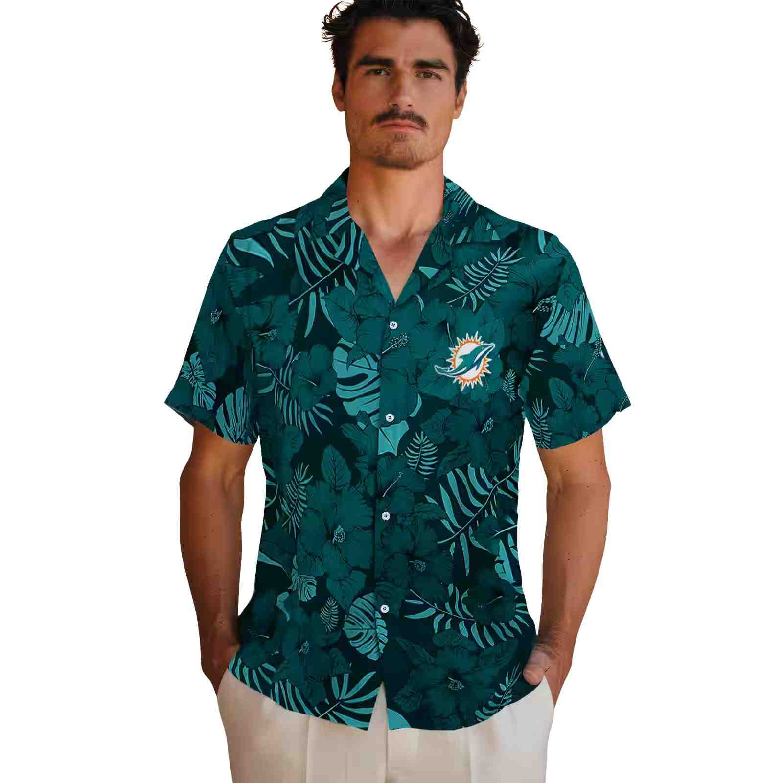 miami dolphins jungle vibes aqua hawaiian shirt fashion forward