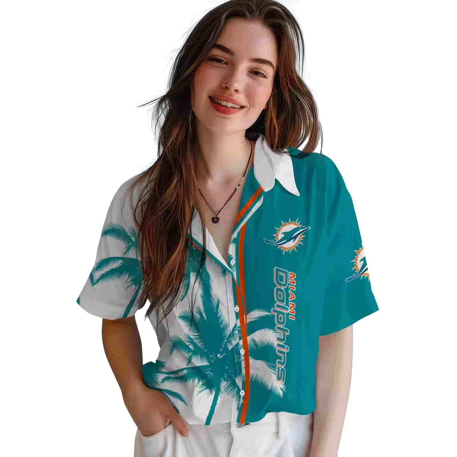 miami dolphins palm trees aqua white hawaiian shirt latest model