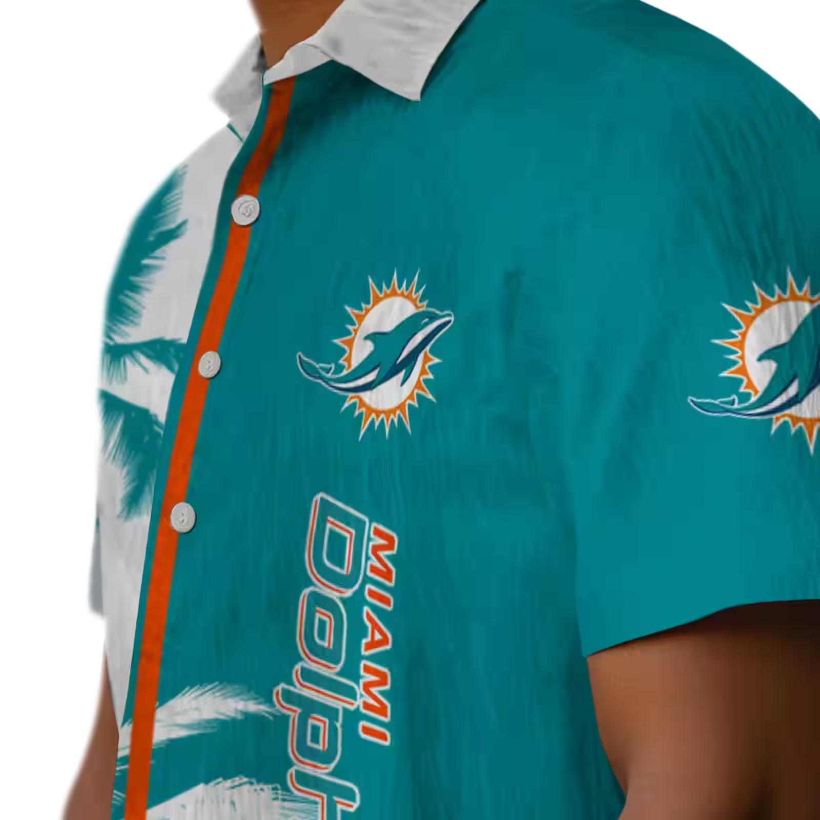 miami dolphins palm trees aqua white hawaiian shirt trendy