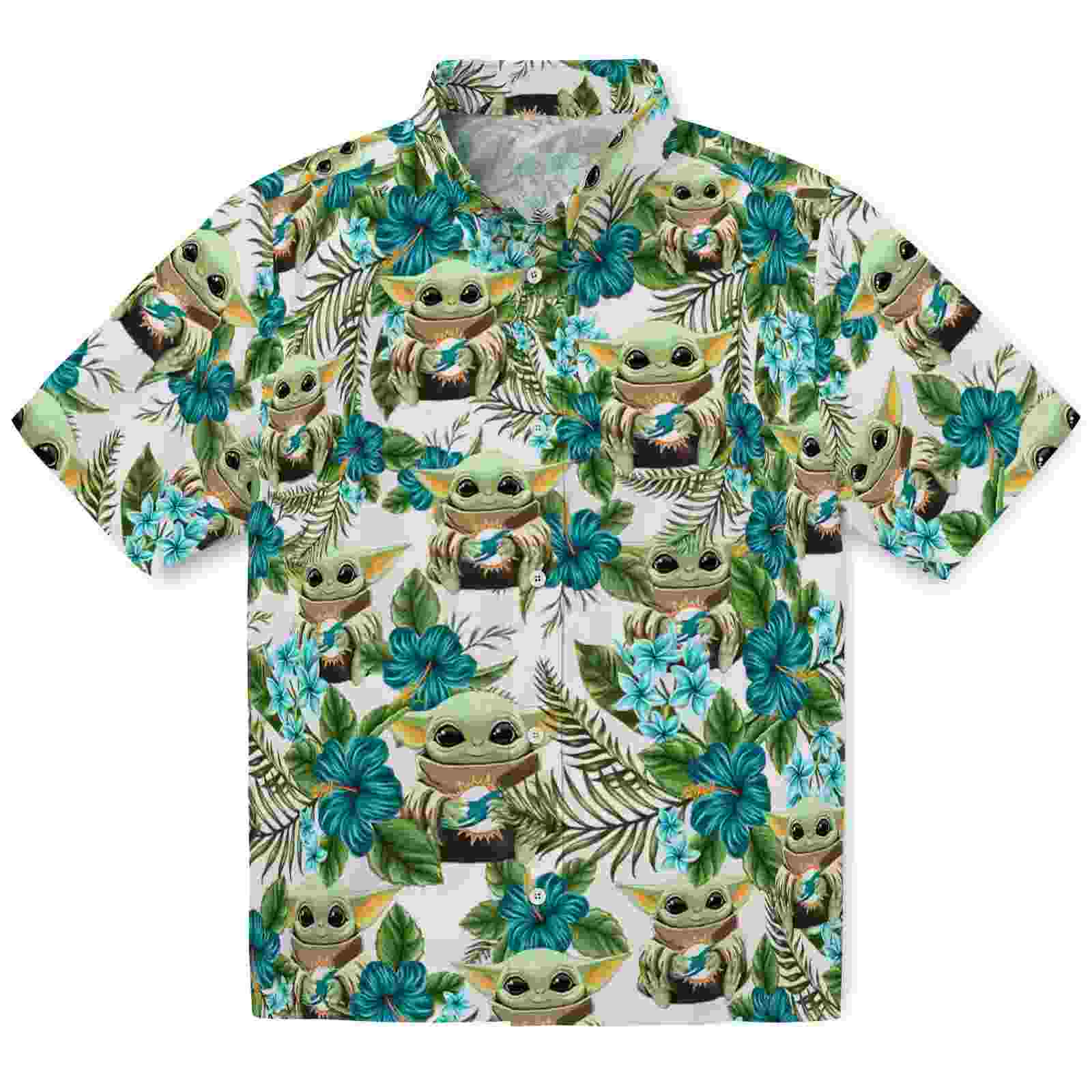 Miami Dolphins Tropical Yoda Green Hawaiian Shirt