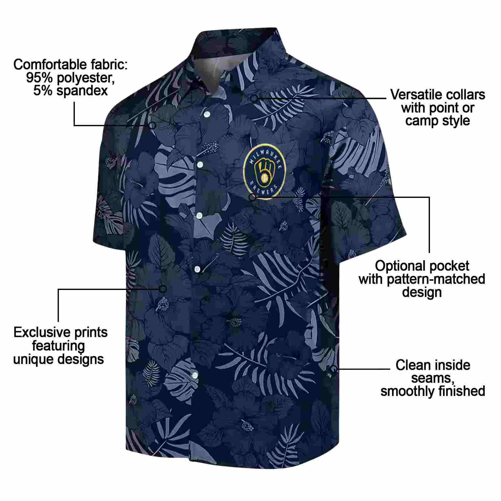 milwaukee brewers jungle vibes navy blue hawaiian shirt new arrival