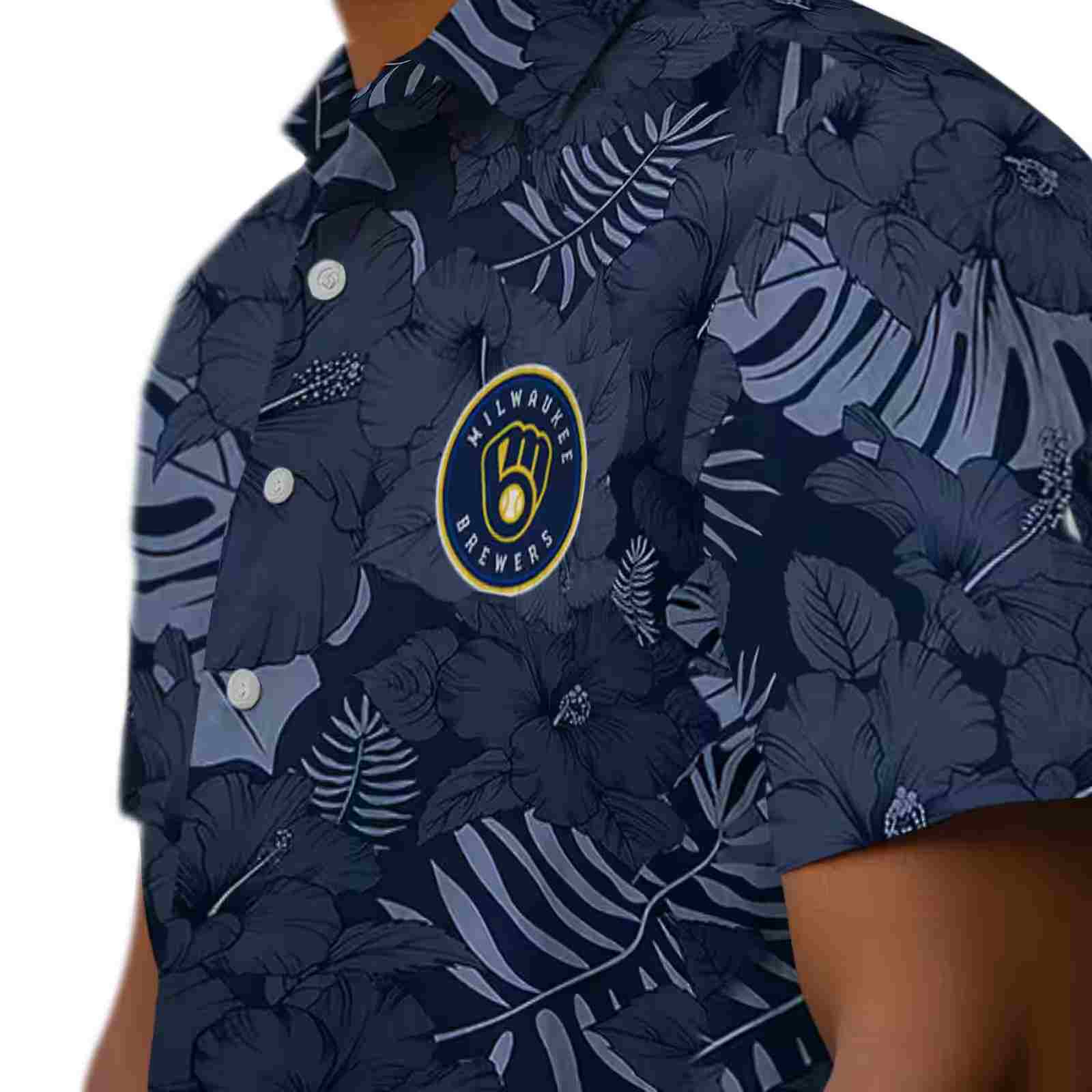 milwaukee brewers jungle vibes navy blue hawaiian shirt trendy