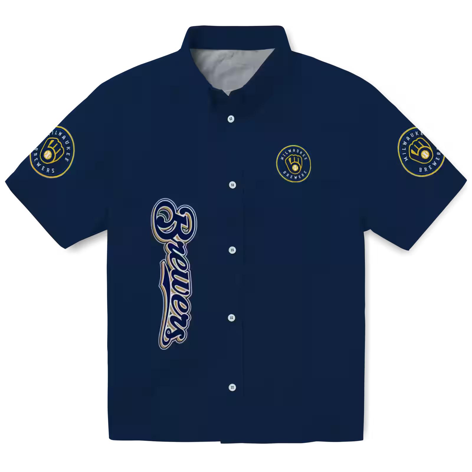 Milwaukee Brewers Stuart Minion Navy Blue Hawaiian Shirt