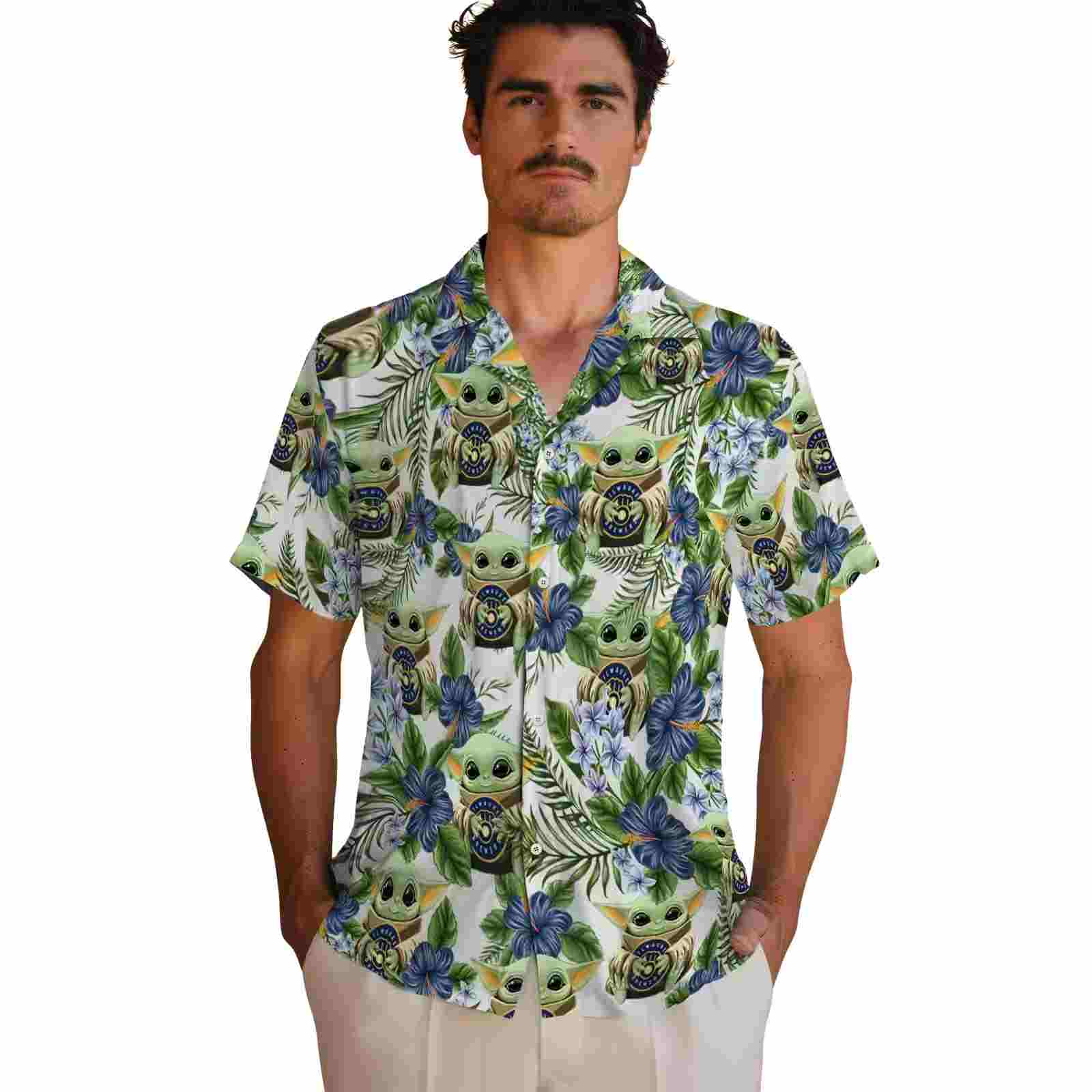 milwaukee brewers tropical yoda green hawaiian shirt fashion forward