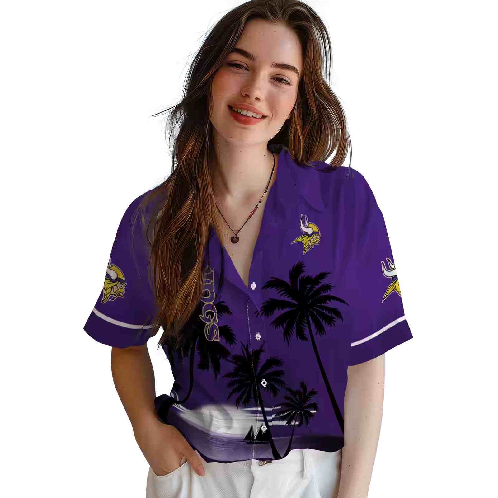 minnesota vikings beach sunset purple black hawaiian shirt latest model