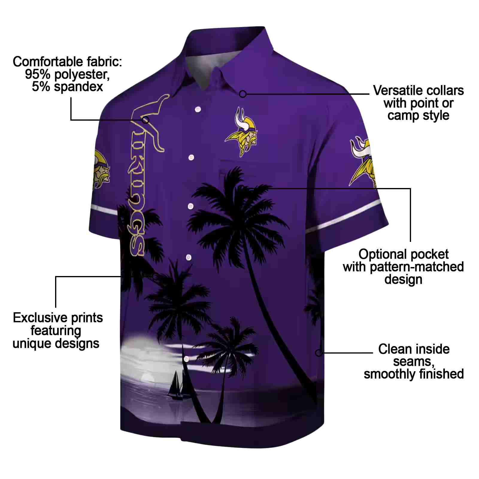 minnesota vikings beach sunset purple black hawaiian shirt new arrival