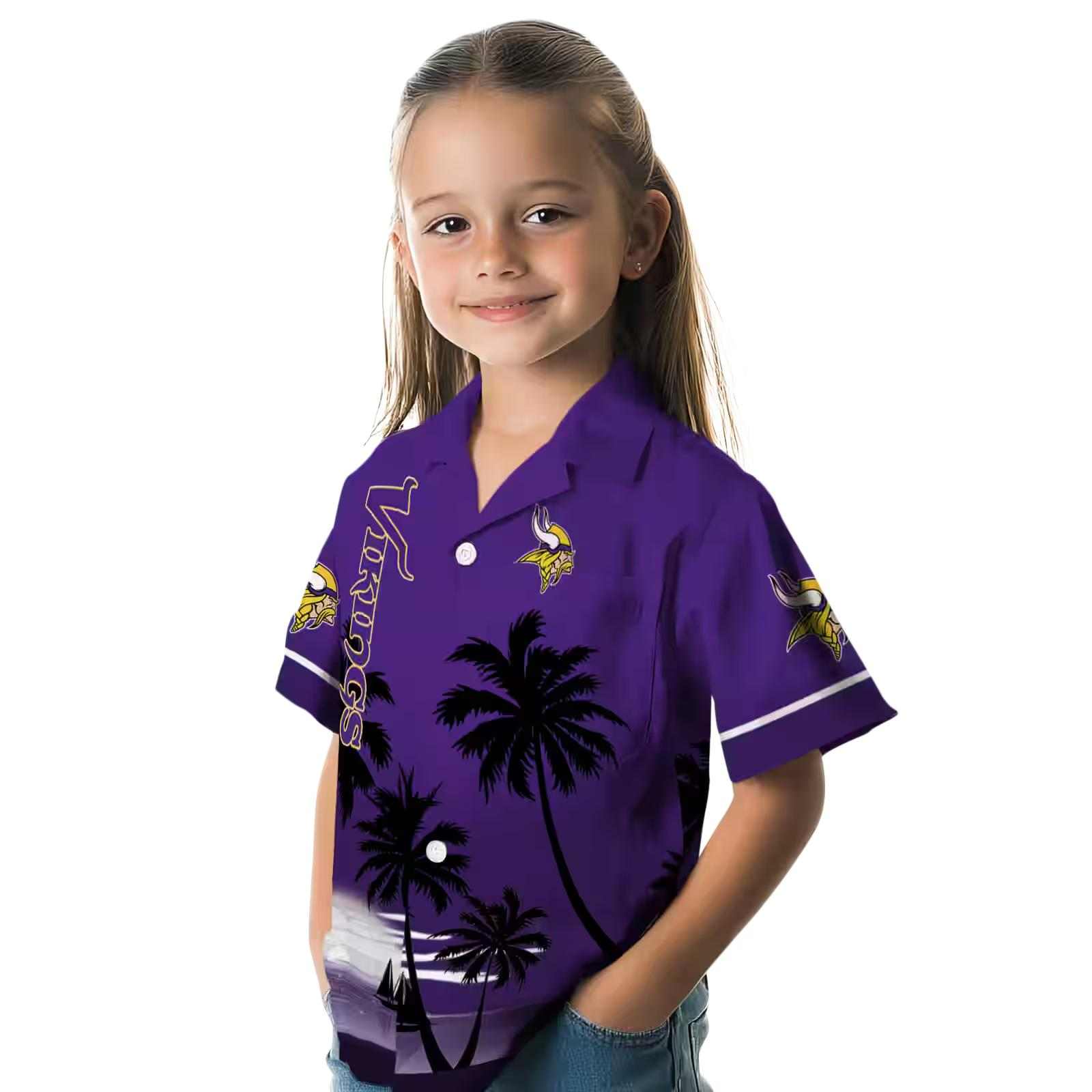 minnesota vikings beach sunset purple black hawaiian shirt premium grade