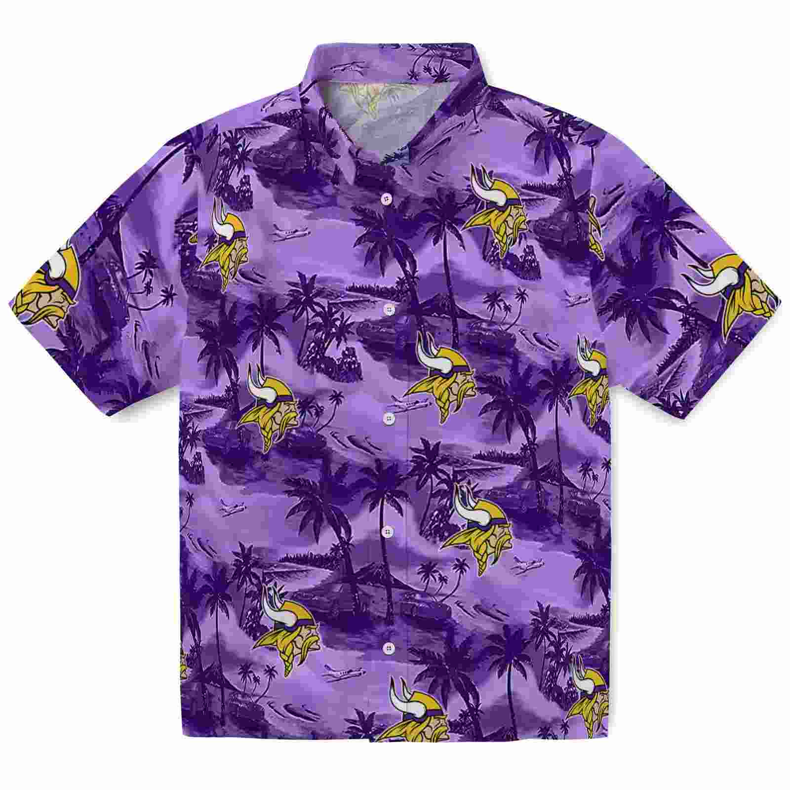 Minnesota Vikings Coastal Palms Purple Hawaiian Shirt