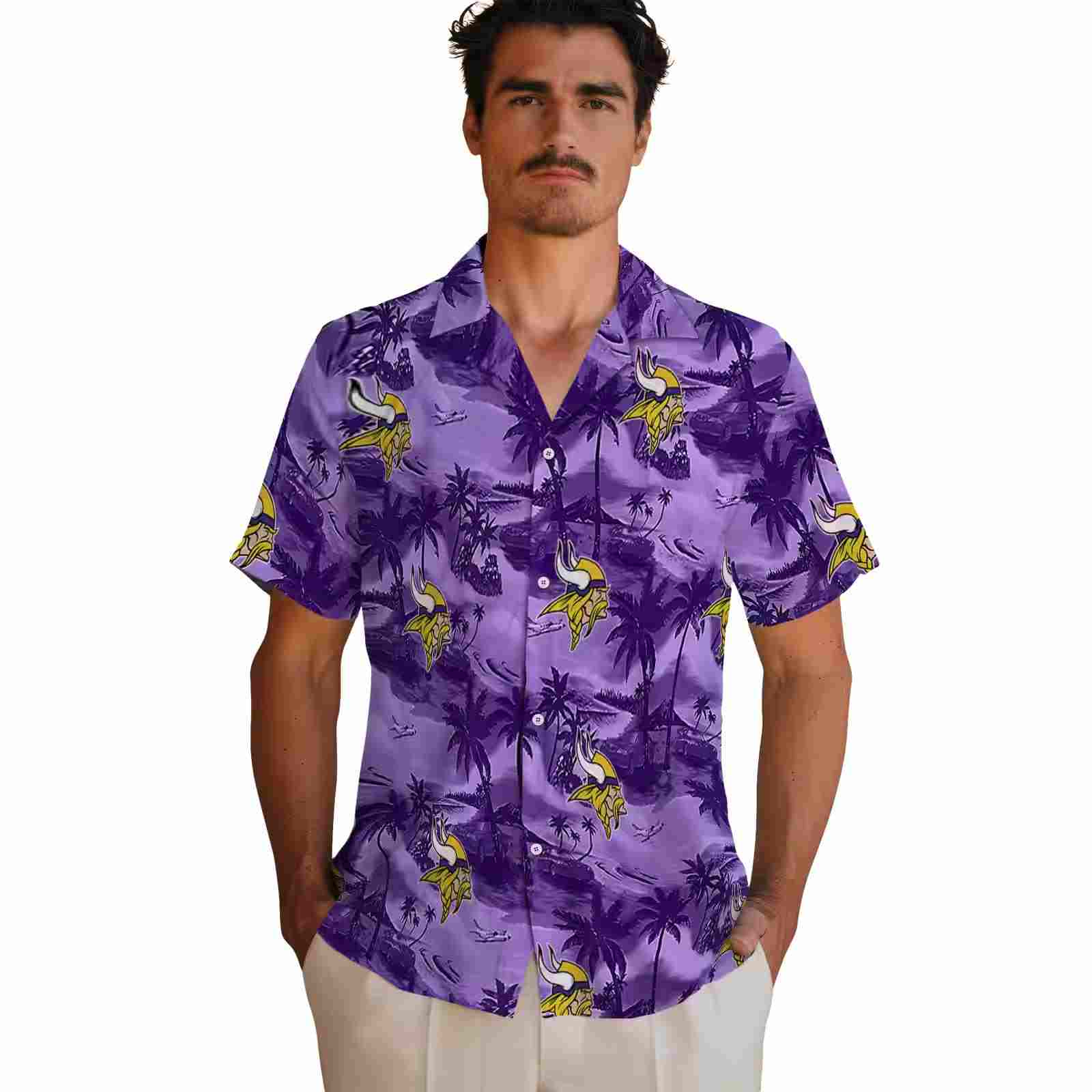 minnesota vikings coastal palms purple hawaiian shirt fashion forward