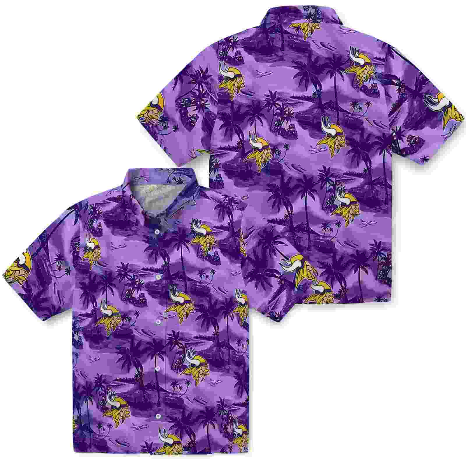 minnesota vikings coastal palms purple hawaiian shirt high quality