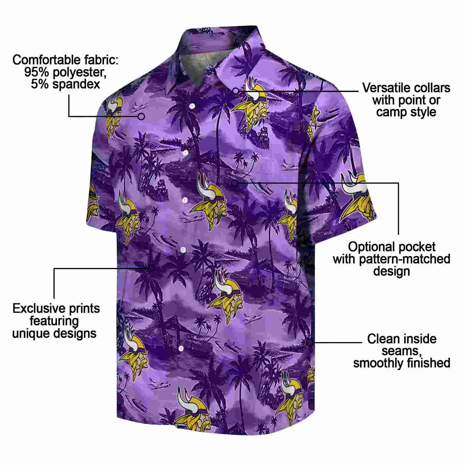 minnesota vikings coastal palms purple hawaiian shirt new arrival