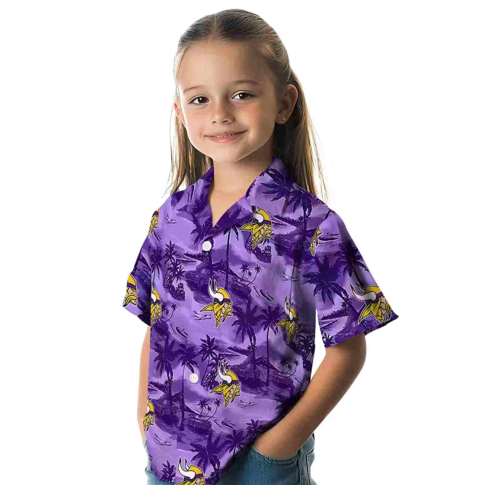 minnesota vikings coastal palms purple hawaiian shirt premium grade