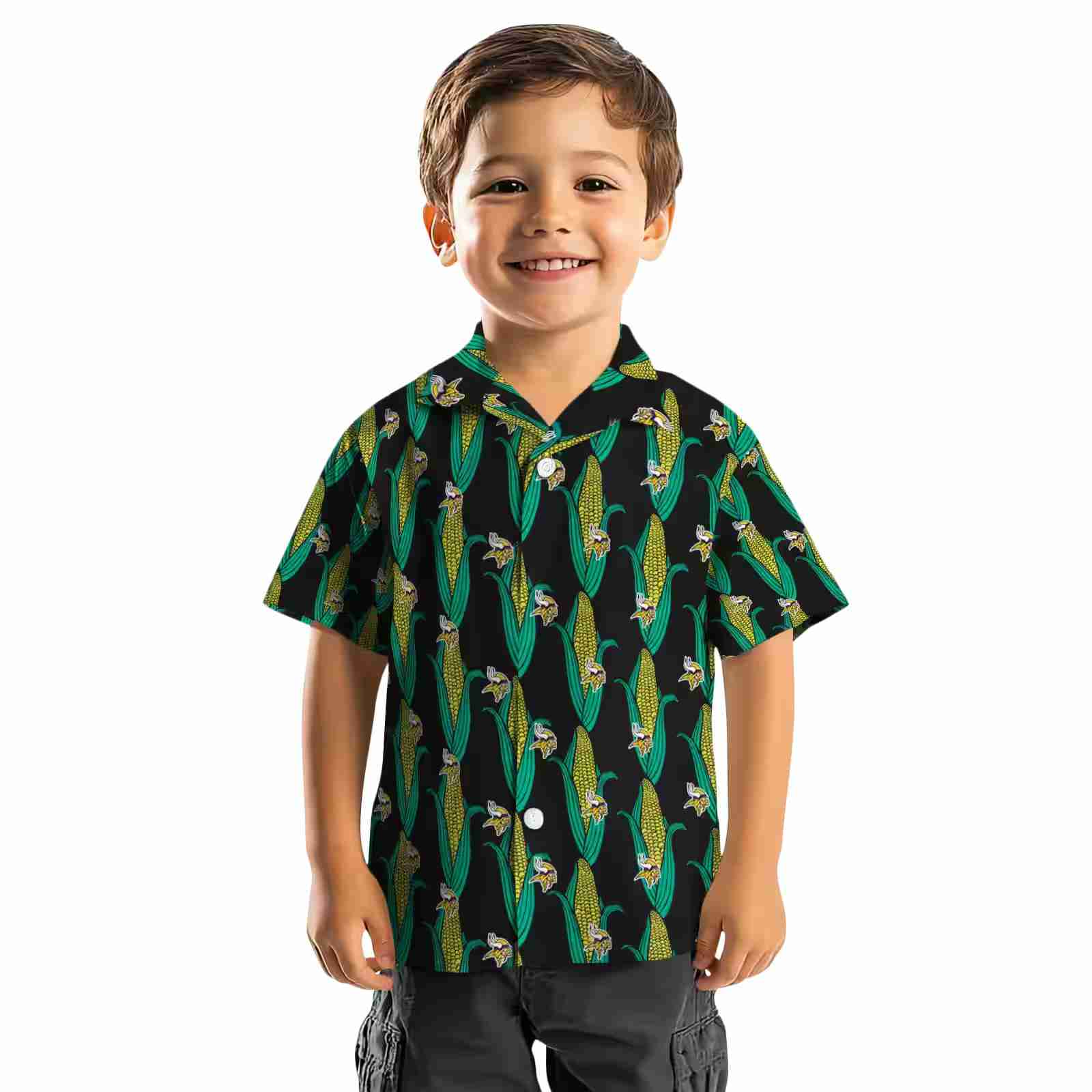 minnesota vikings corn motifs black green hawaiian shirt top rated