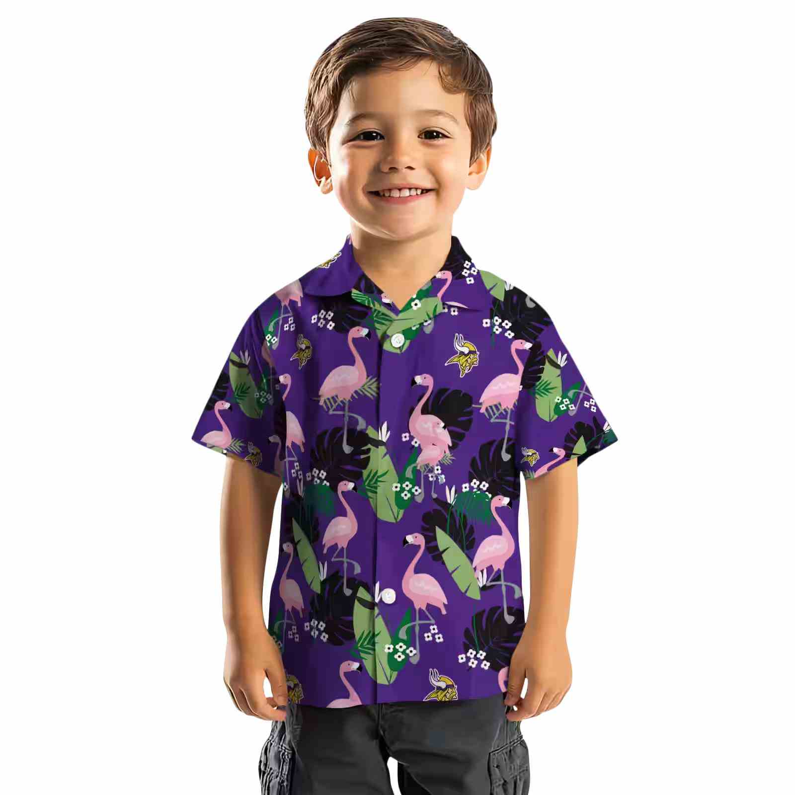 minnesota vikings flamingo leaf motif purple hawaiian shirt top rated