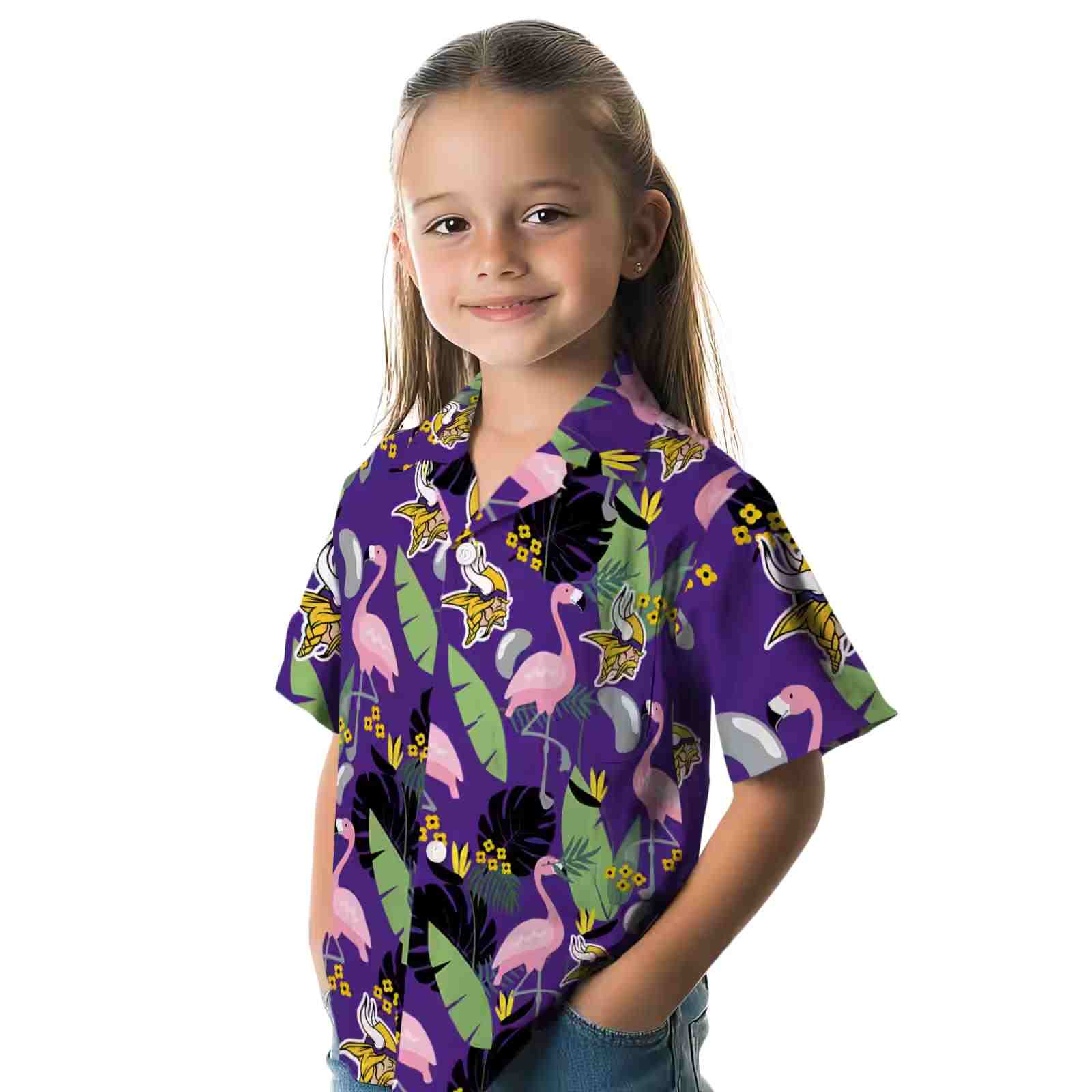 minnesota vikings flamingo leaves purple hawaiian shirt premium grade