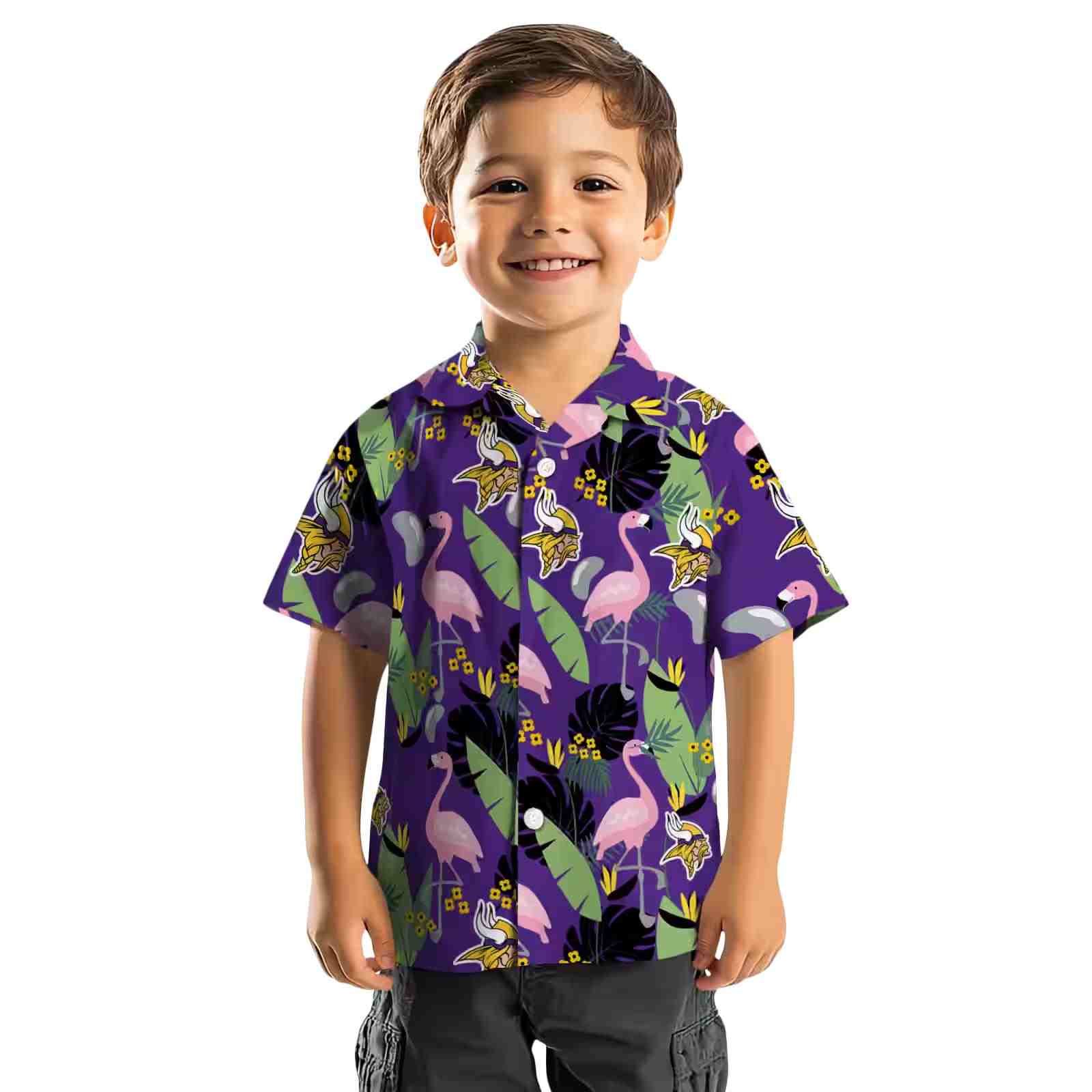 minnesota vikings flamingo leaves purple hawaiian shirt top rated