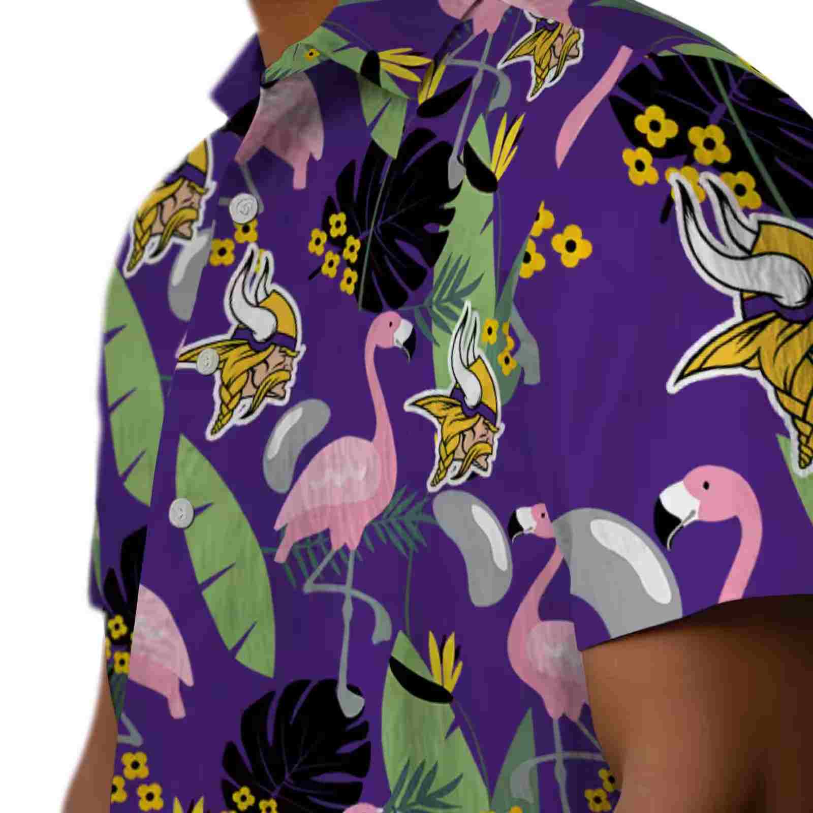 minnesota vikings flamingo leaves purple hawaiian shirt trendy