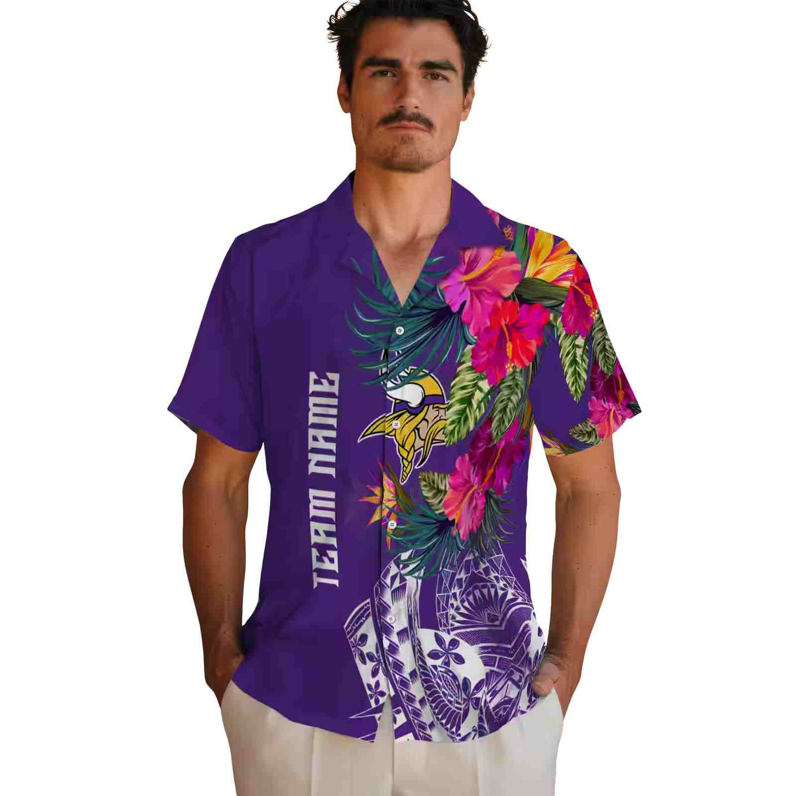 minnesota vikings floral polynesian purple hawaiian shirt fashion forward