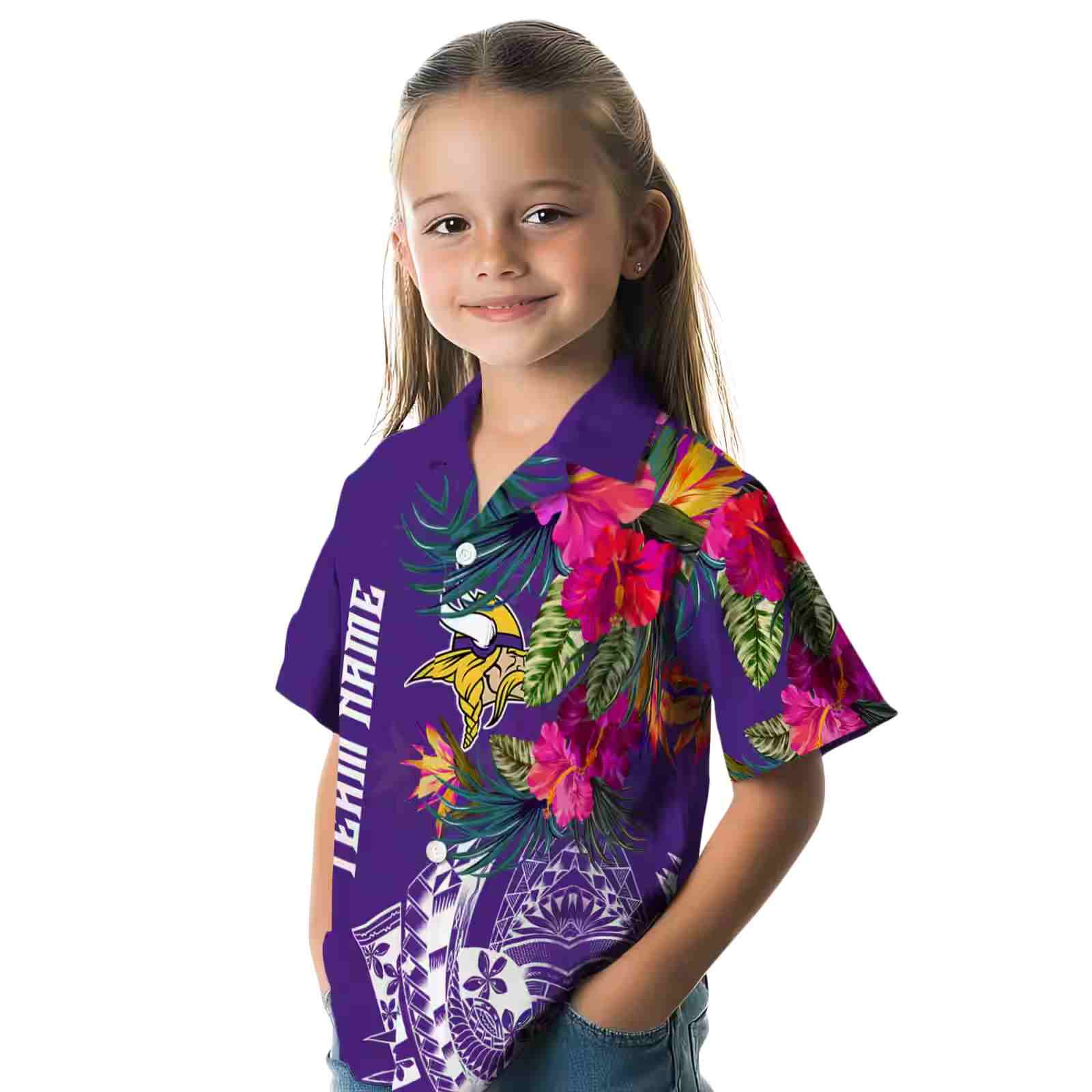 minnesota vikings floral polynesian purple hawaiian shirt premium grade