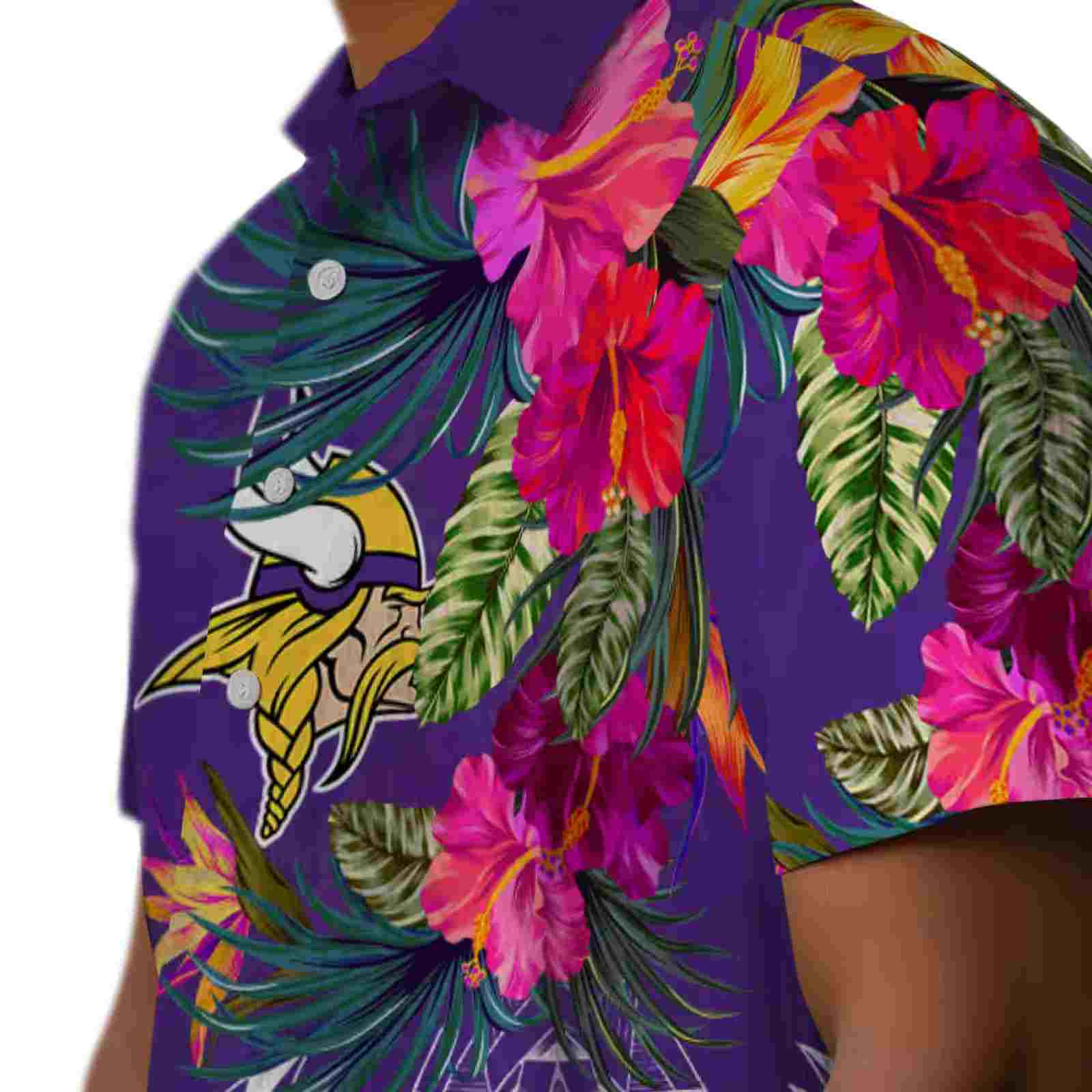 minnesota vikings floral polynesian purple hawaiian shirt trendy