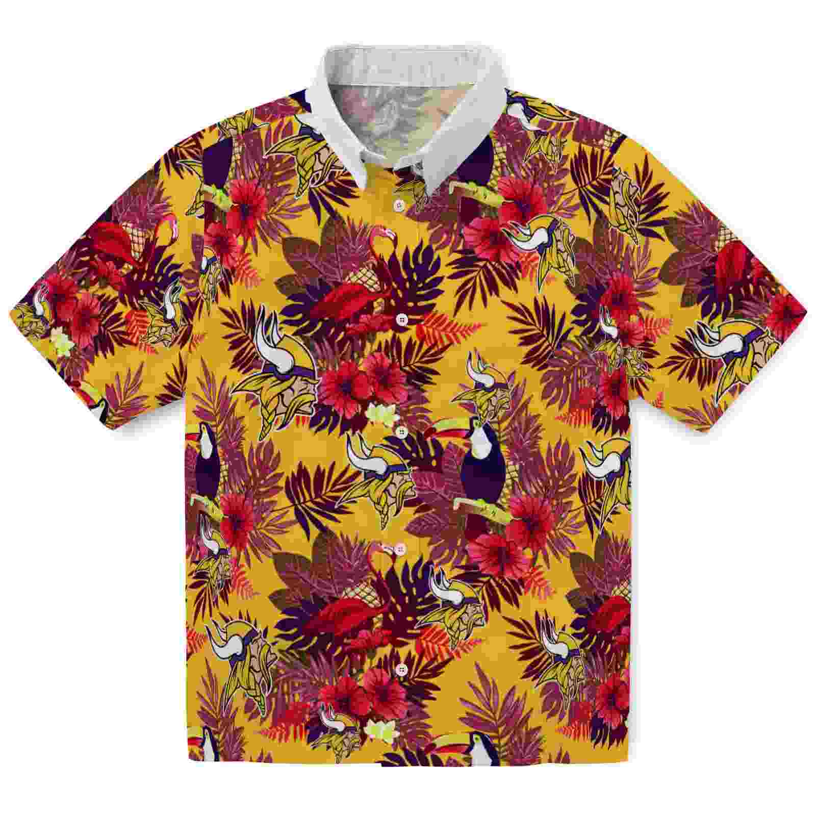 Minnesota Vikings Floral Toucan Purple Red Hawaiian Shirt