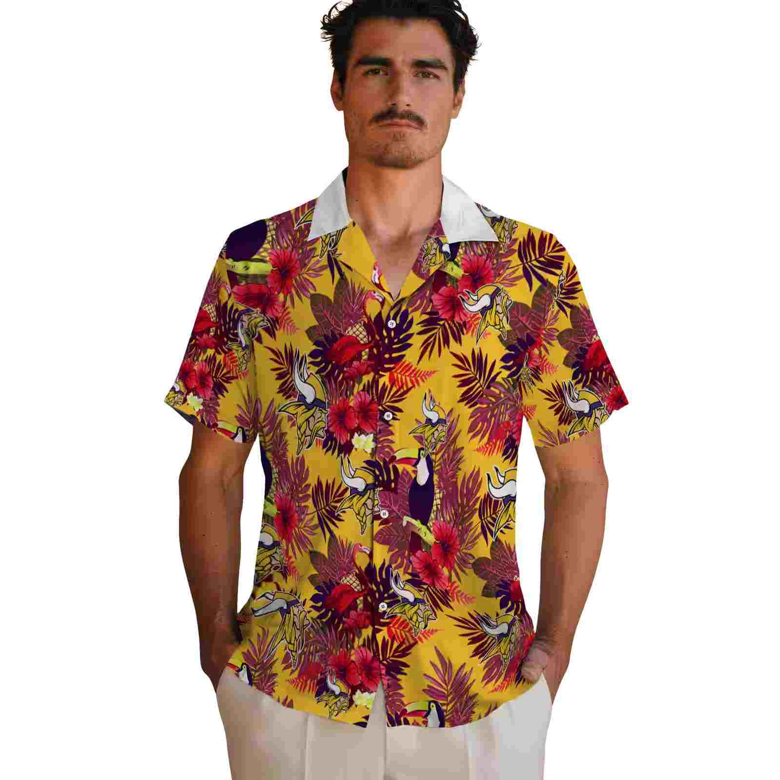 minnesota vikings floral toucan purple red hawaiian shirt fashion forward