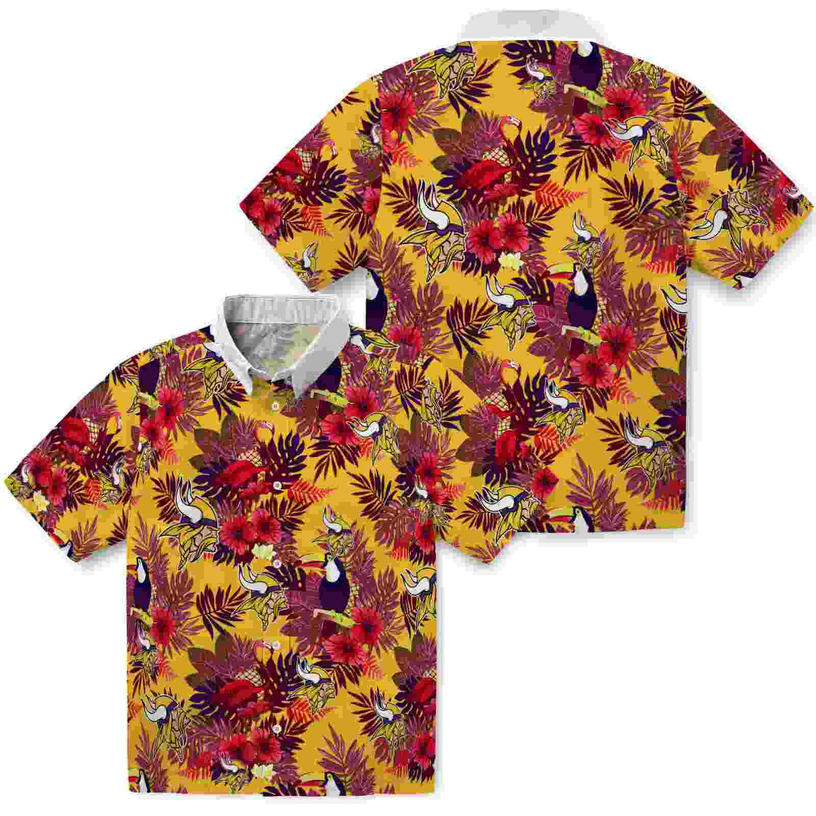 minnesota vikings floral toucan purple red hawaiian shirt high quality