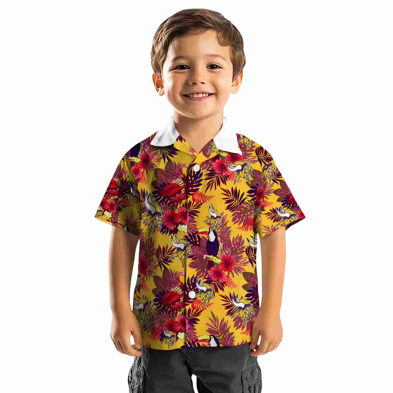 minnesota vikings floral toucan purple red hawaiian shirt top rated