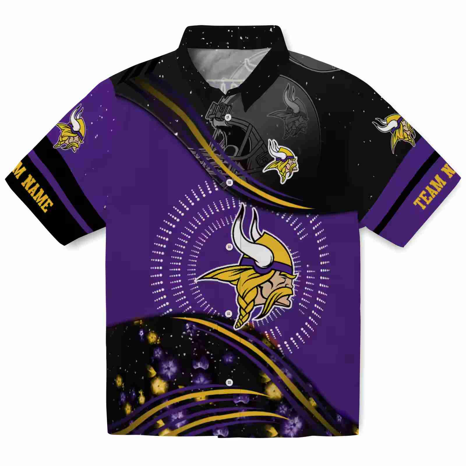 Minnesota Vikings Football Wave Purple Black Hawaiian Shirt