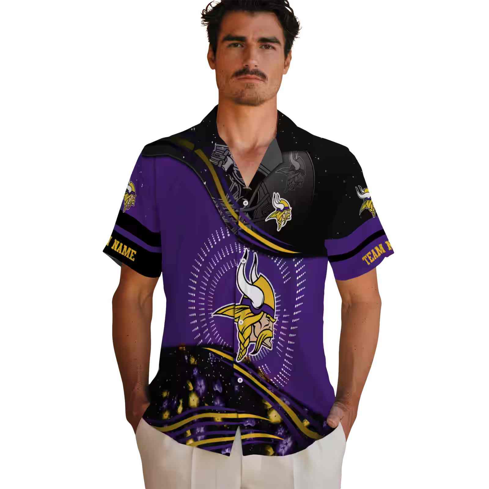 minnesota vikings football wave purple black hawaiian shirt fashion forward