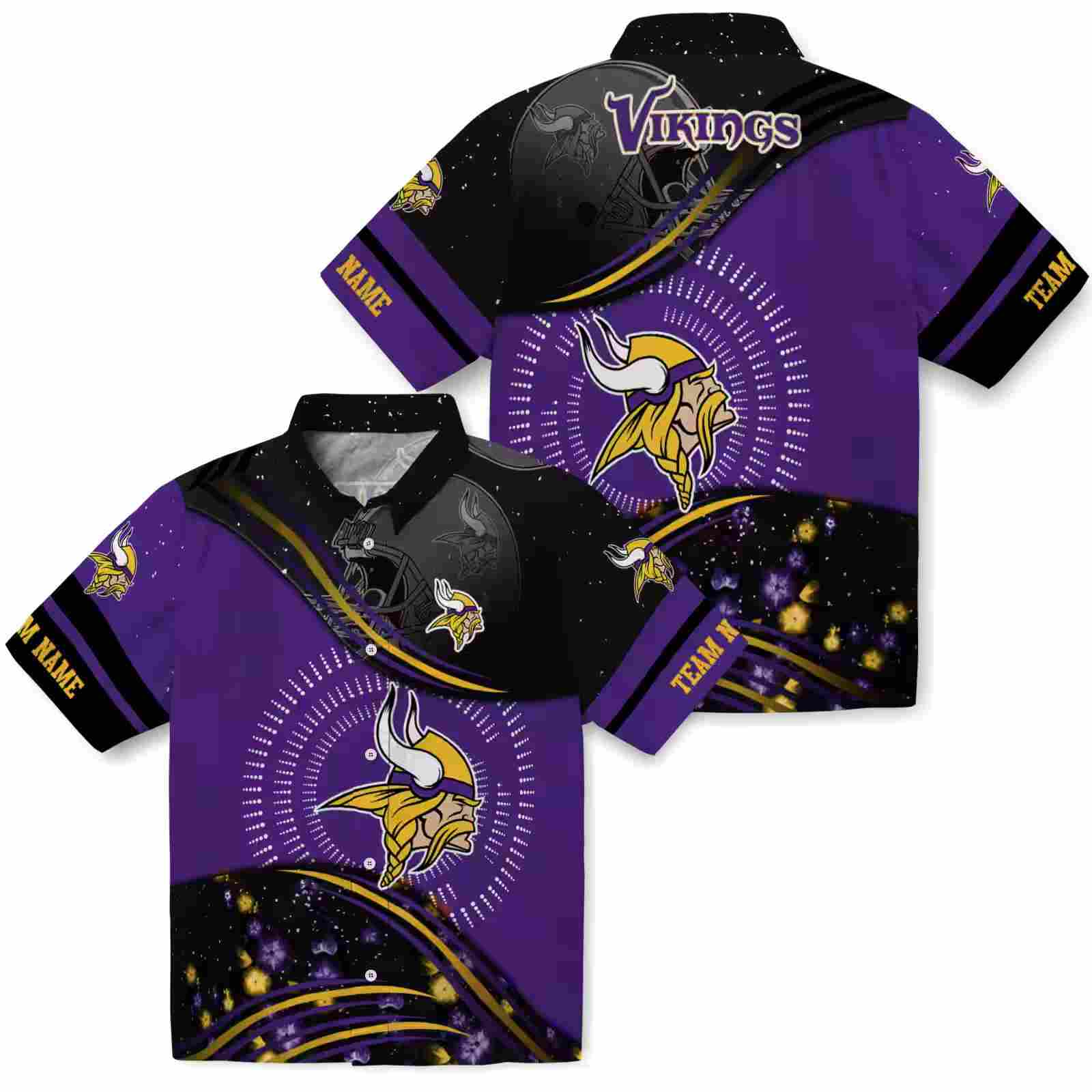 minnesota vikings football wave purple black hawaiian shirt high quality