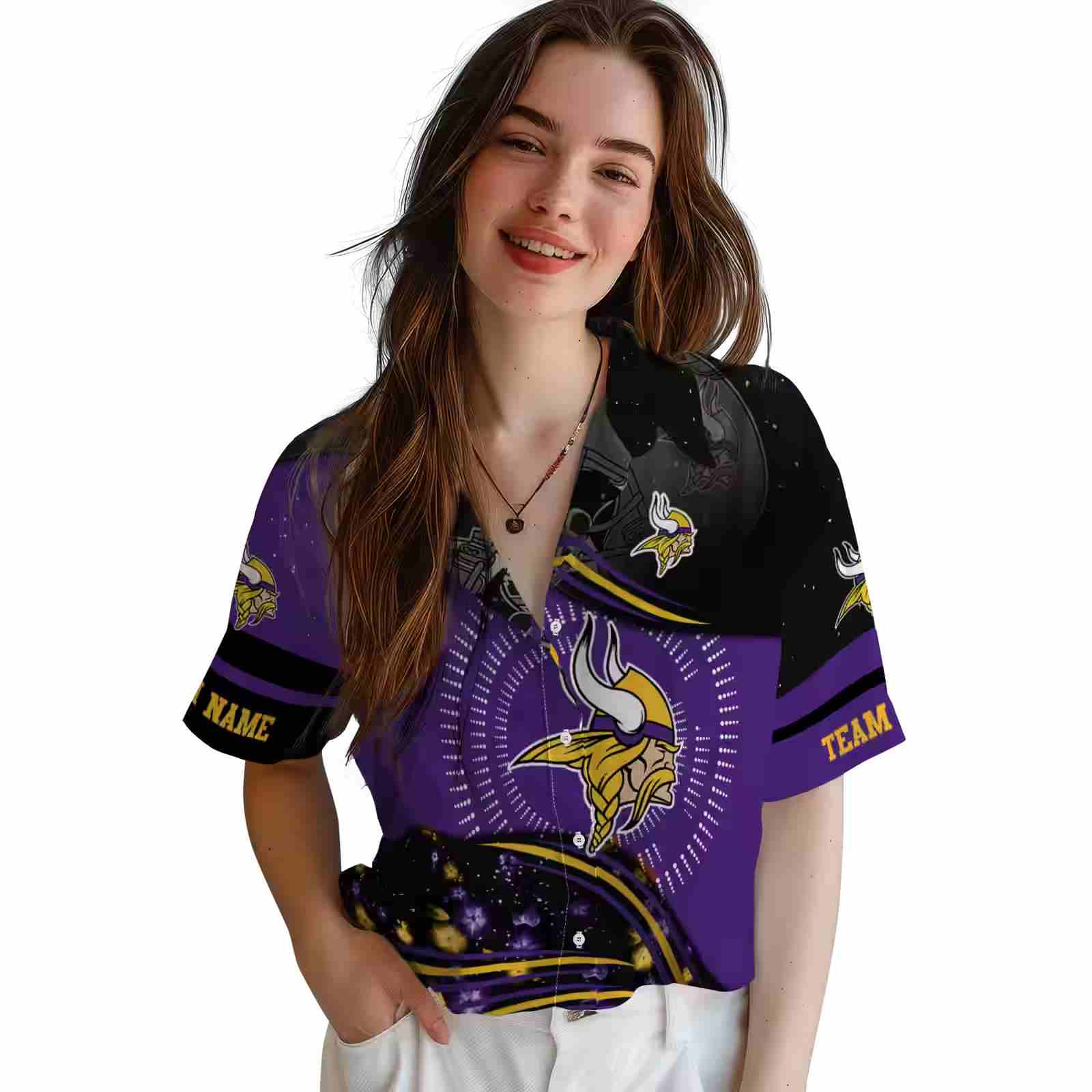 minnesota vikings football wave purple black hawaiian shirt latest model