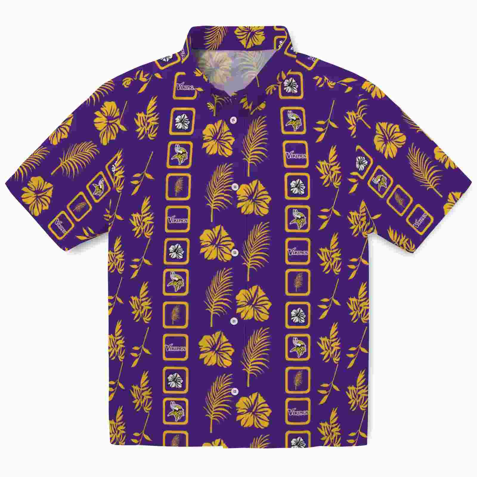 Minnesota Vikings Framed Floral Purple Hawaiian Shirt