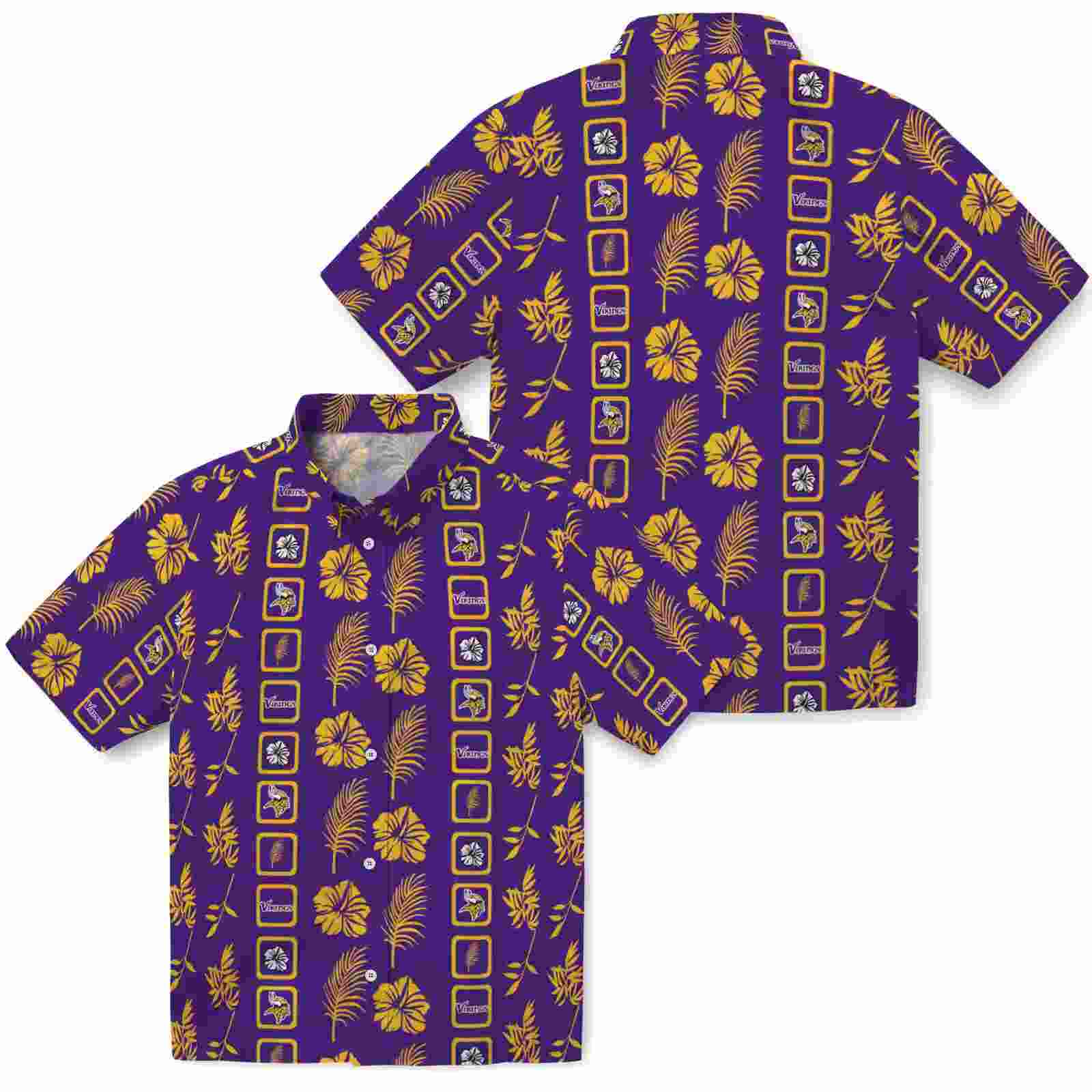 minnesota vikings framed floral purple hawaiian shirt high quality