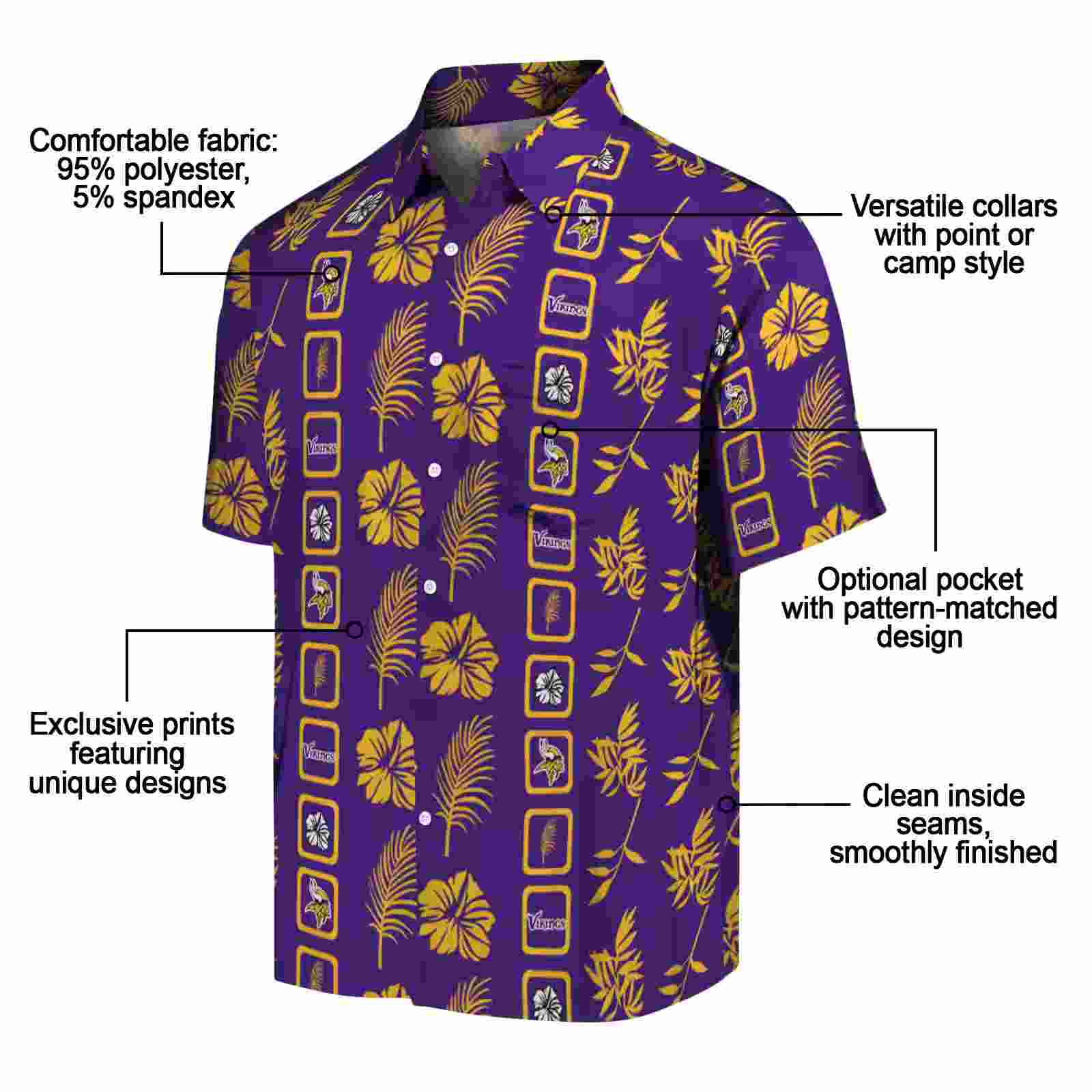 minnesota vikings framed floral purple hawaiian shirt new arrival