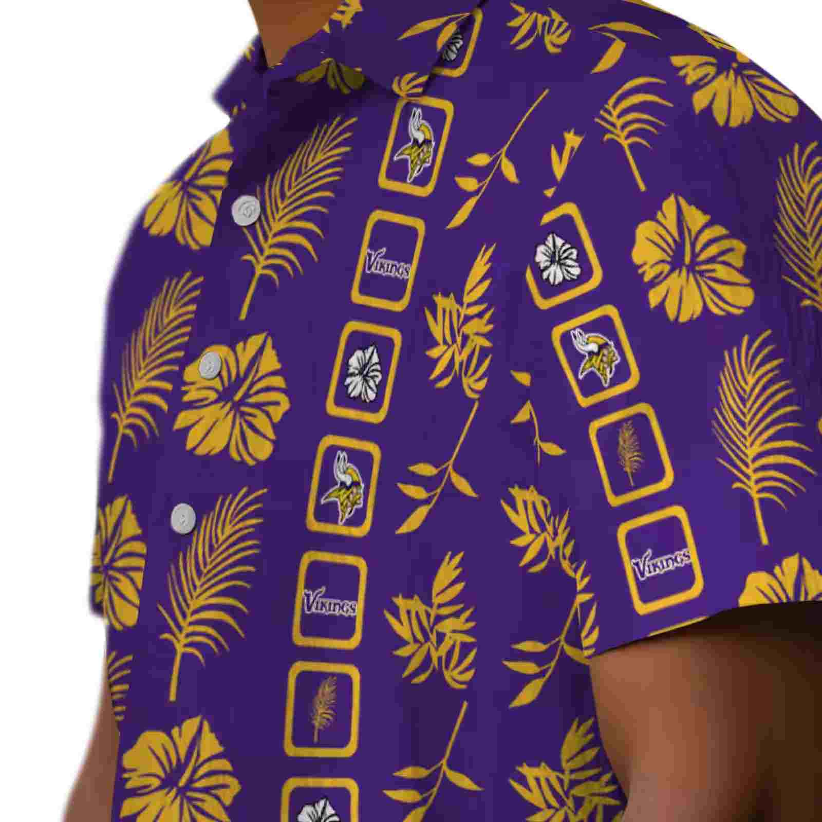 minnesota vikings framed floral purple hawaiian shirt trendy