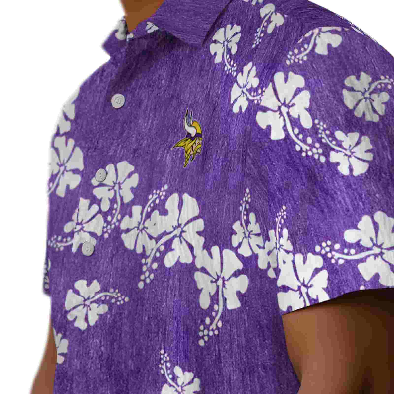 minnesota vikings hibiscus clusters purple hawaiian shirt trendy