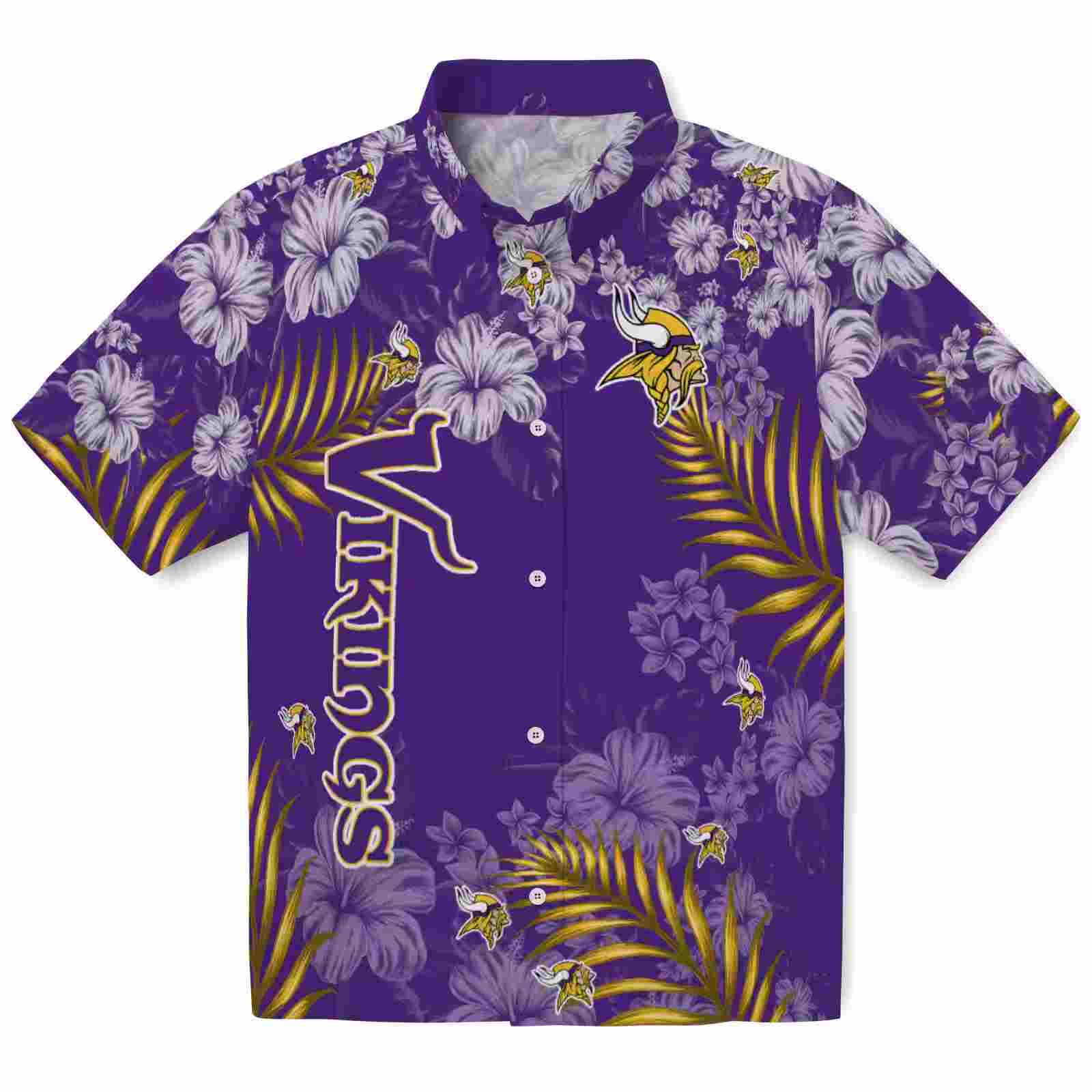 Minnesota Vikings Hibiscus Print Purple Hawaiian Shirt