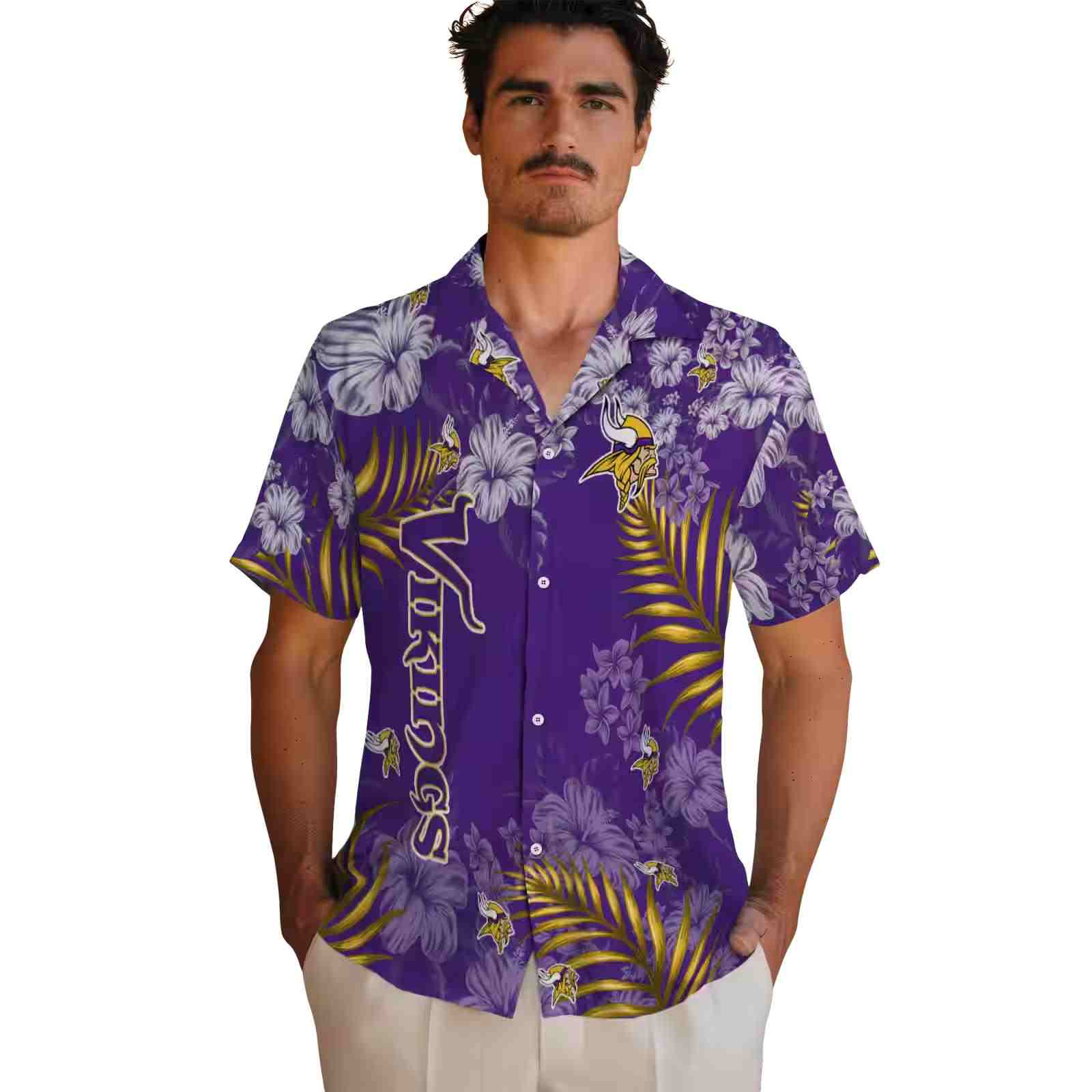 minnesota vikings hibiscus print purple hawaiian shirt fashion forward