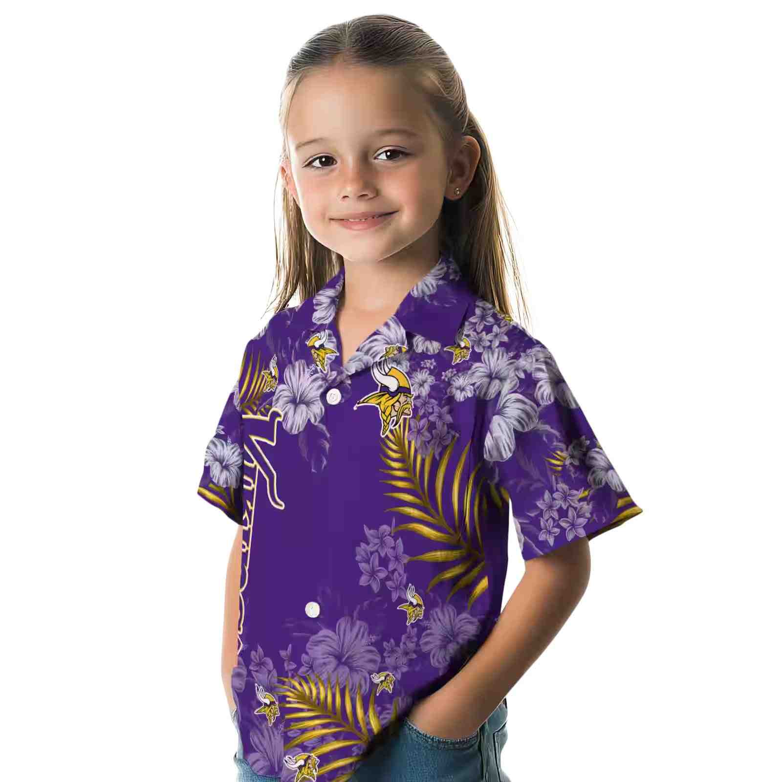 minnesota vikings hibiscus print purple hawaiian shirt premium grade