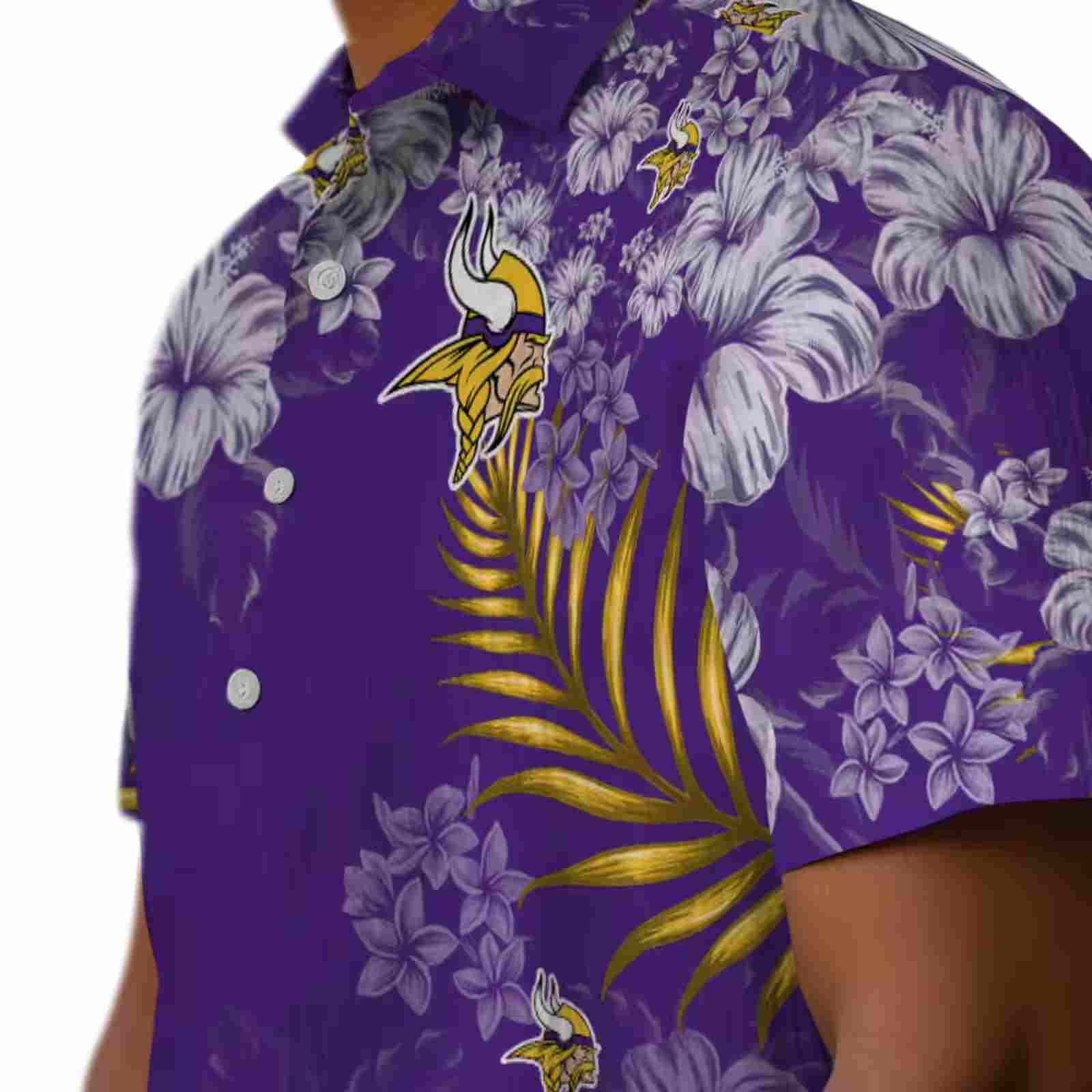 minnesota vikings hibiscus print purple hawaiian shirt trendy