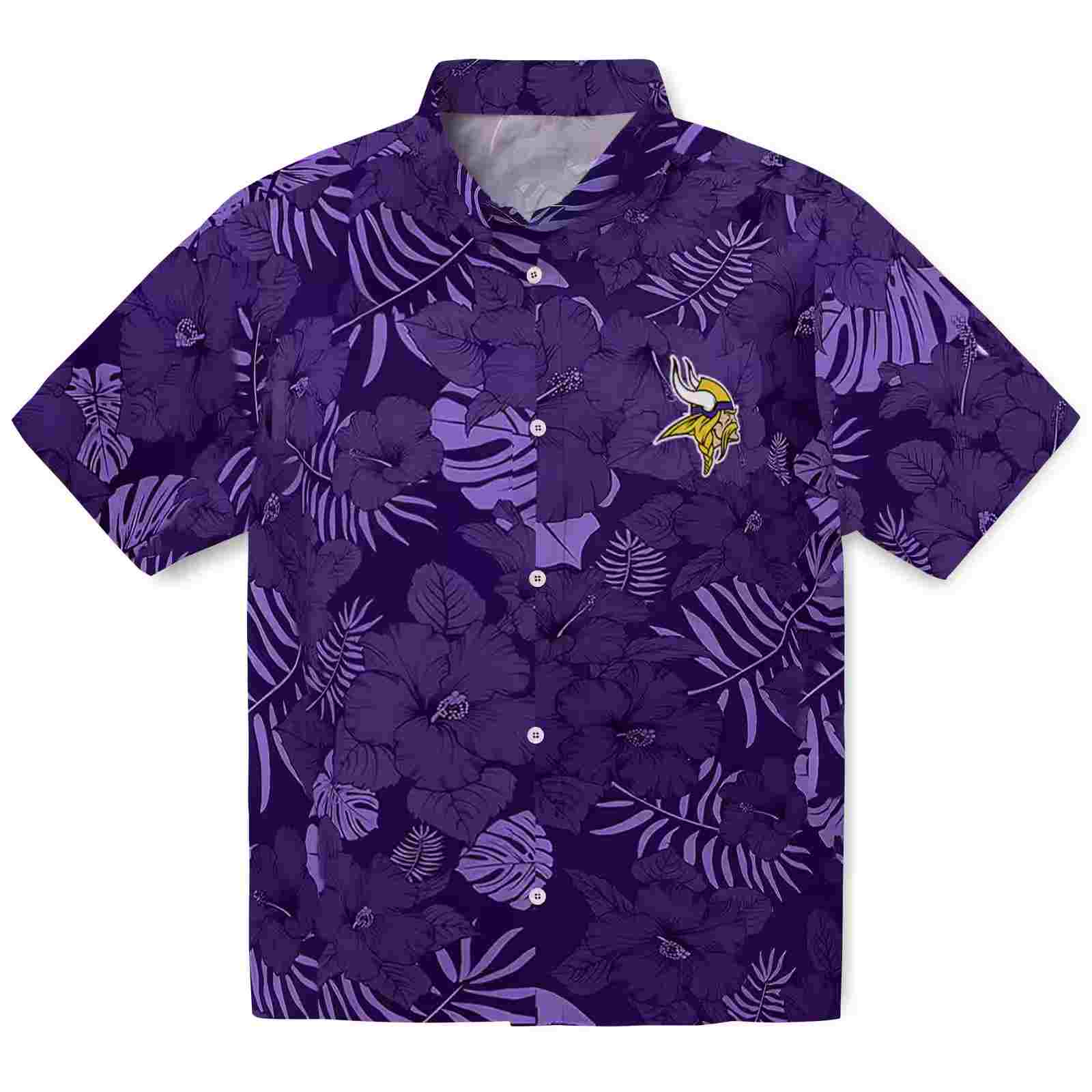 Minnesota Vikings Jungle Vibes Purple Hawaiian Shirt