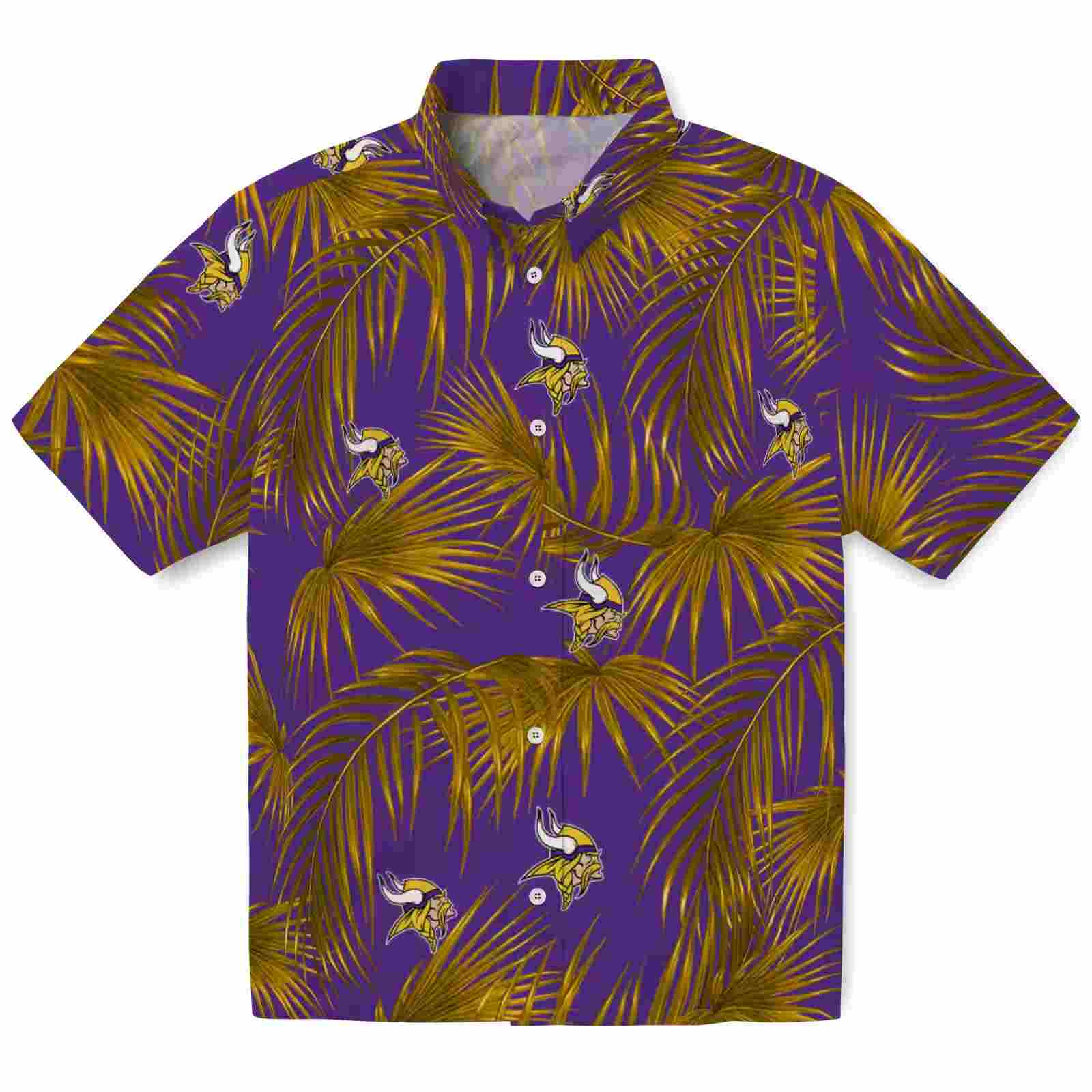 Minnesota Vikings Leafy Palms Purple Hawaiian Shirt