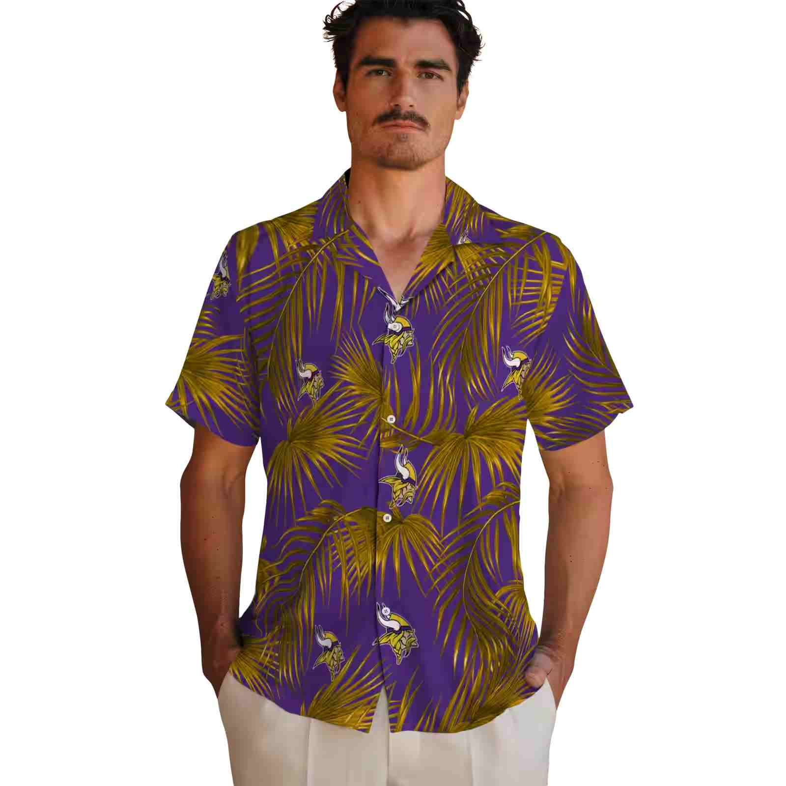 minnesota vikings leafy palms purple hawaiian shirt fashion forward