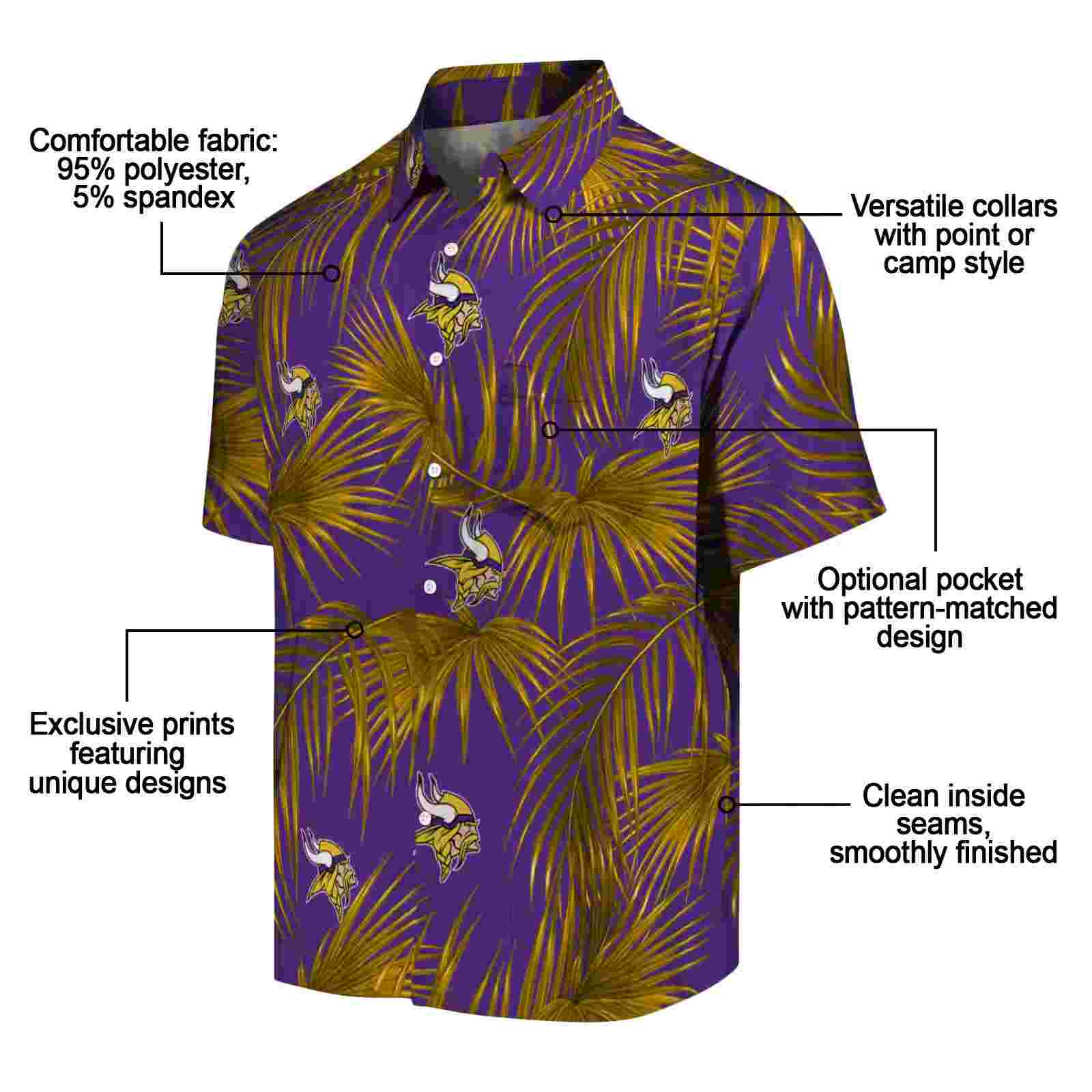 minnesota vikings leafy palms purple hawaiian shirt new arrival